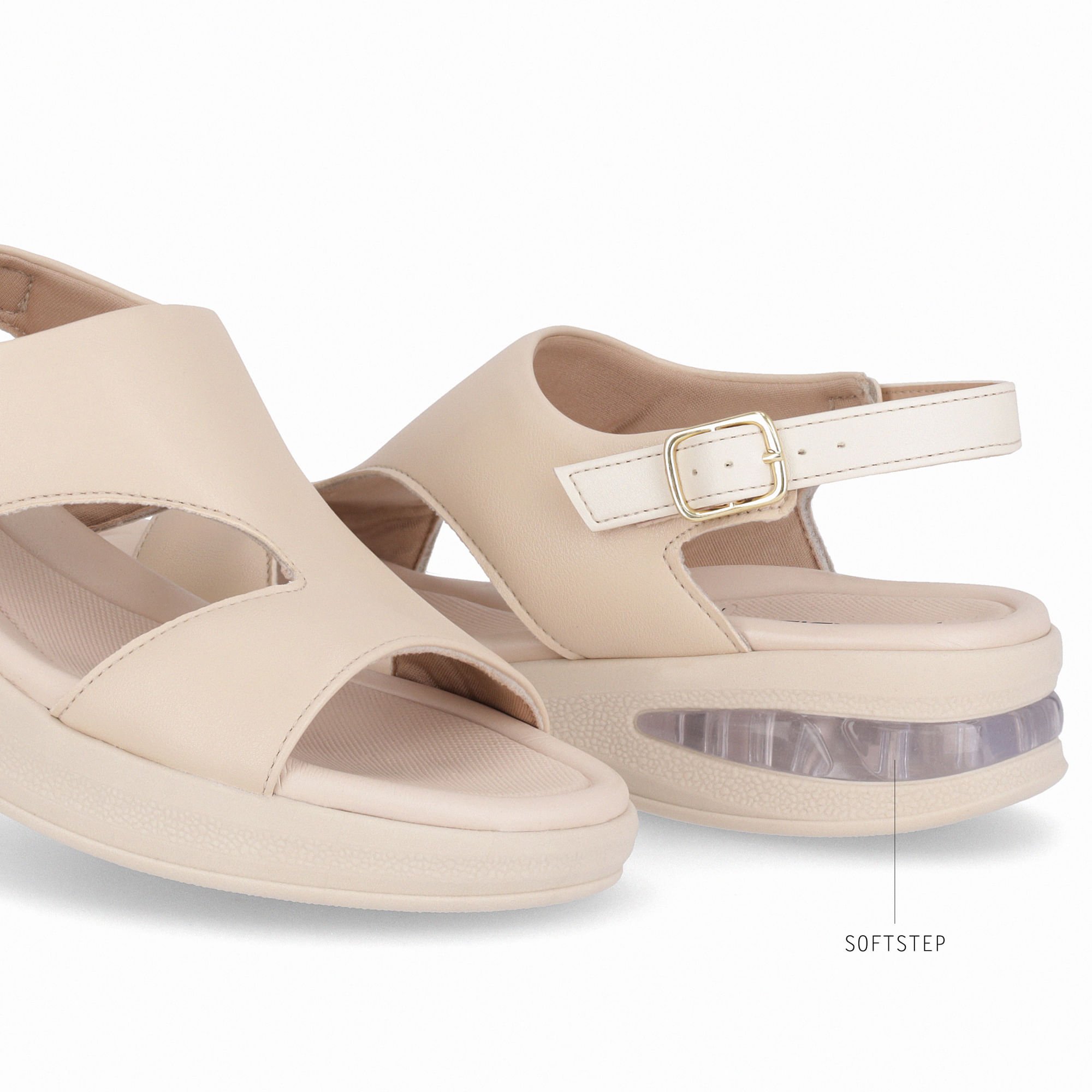 Sandália SoftStep Anabela Médio Brule com Off White Bege 4