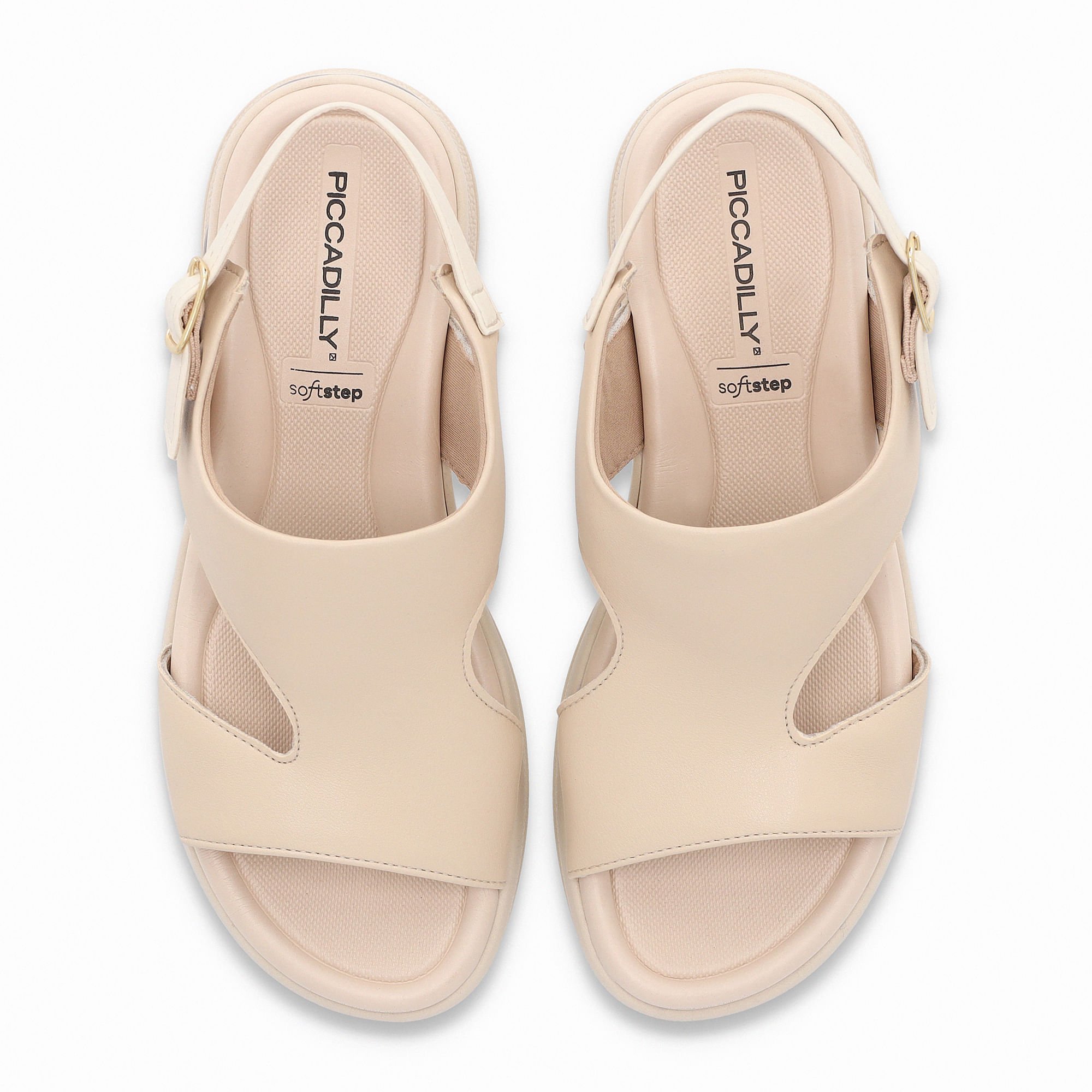 Sandália SoftStep Anabela Médio Brule com Off White Bege 5