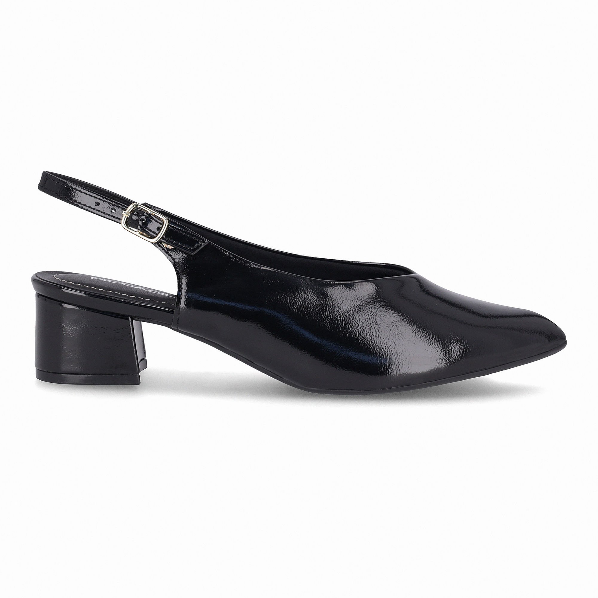 Sapato Slingback Taci Salto Médio Preto Preto