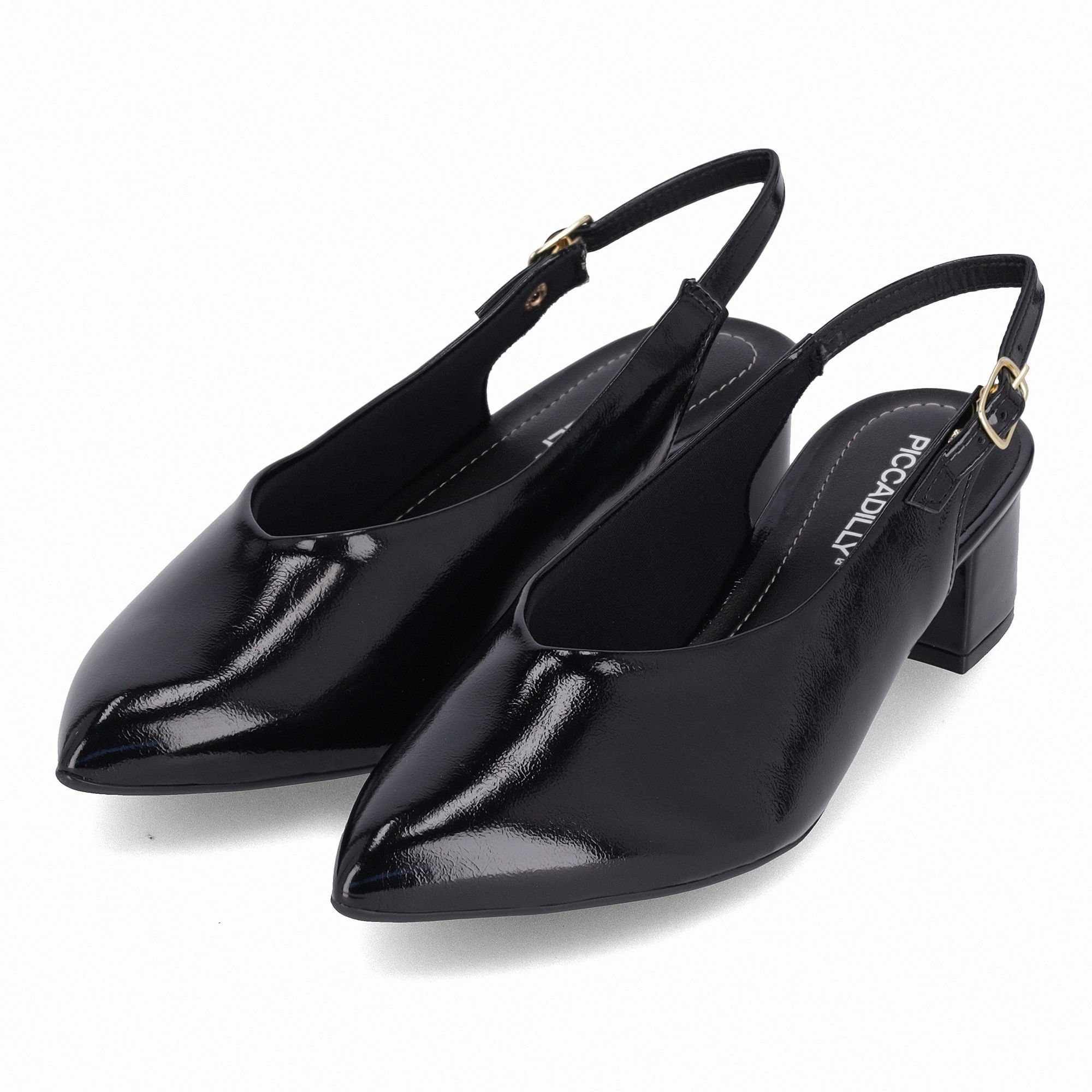 Sapato Slingback Taci Salto Médio Preto Preto 2