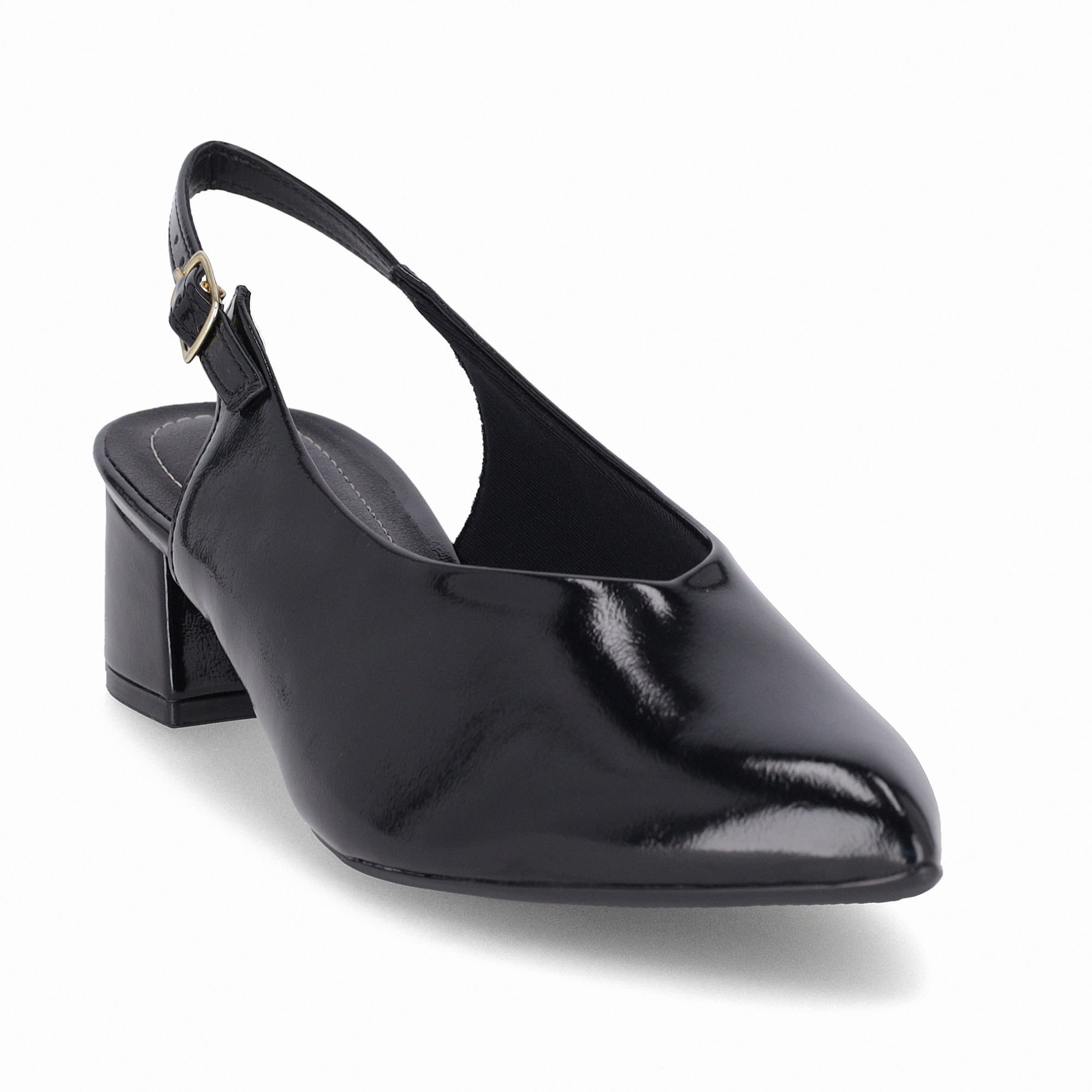 Sapato Slingback Taci Salto Médio Preto Preto 3