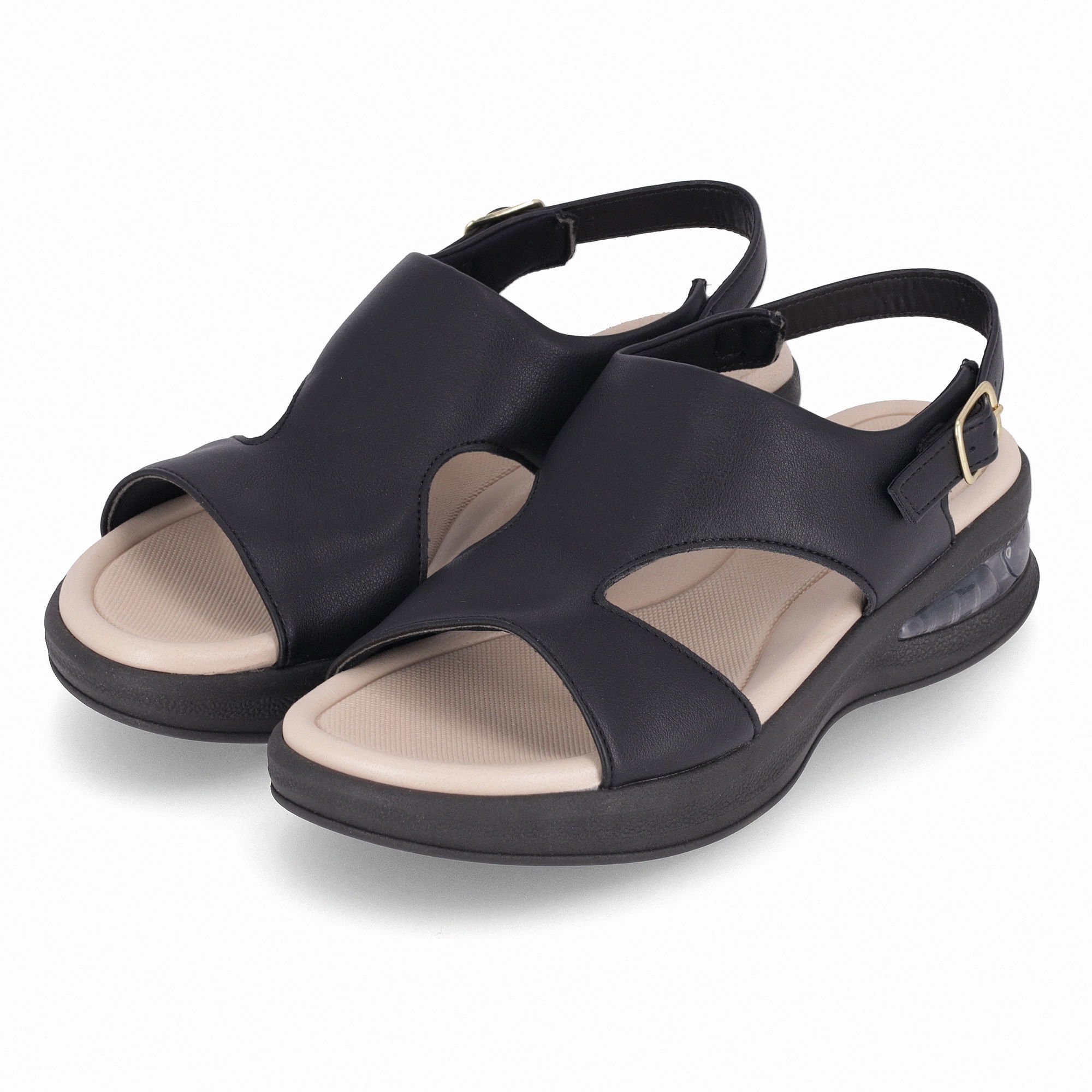 Sandália SoftStep Anabela Médio Preto Preto 2