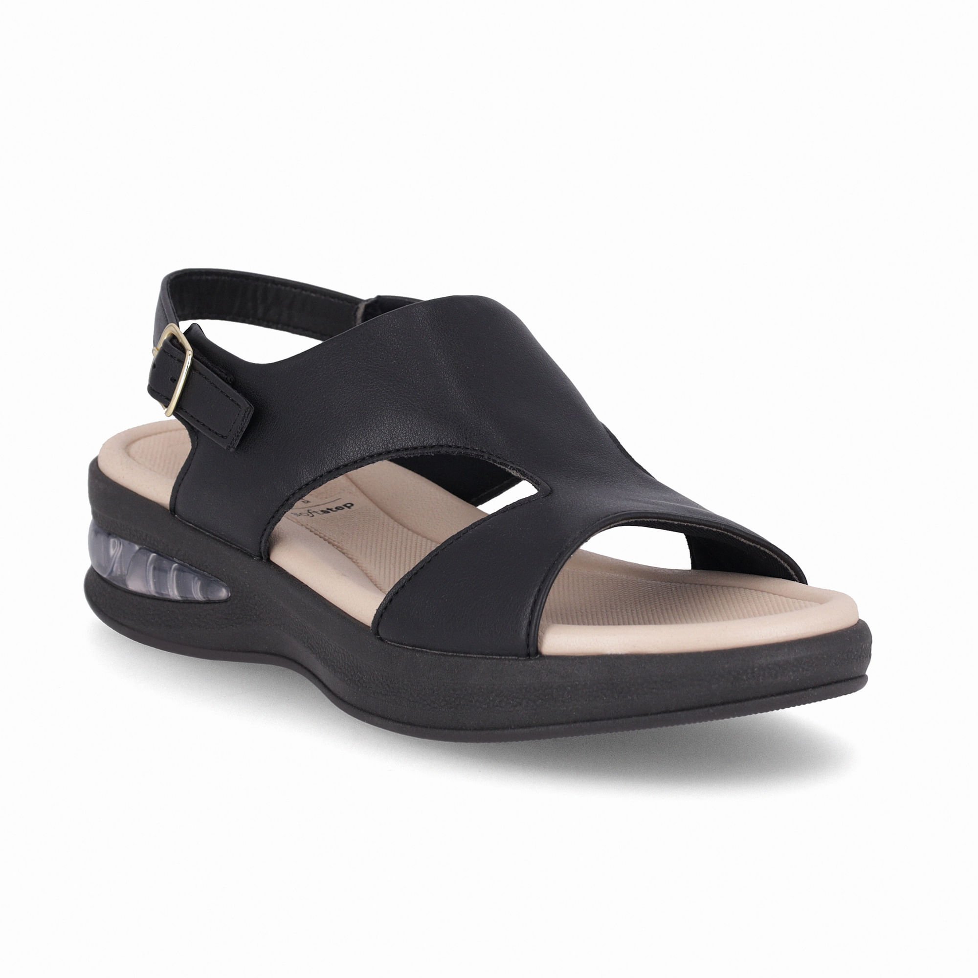 Sandália SoftStep Anabela Médio Preto Preto 3