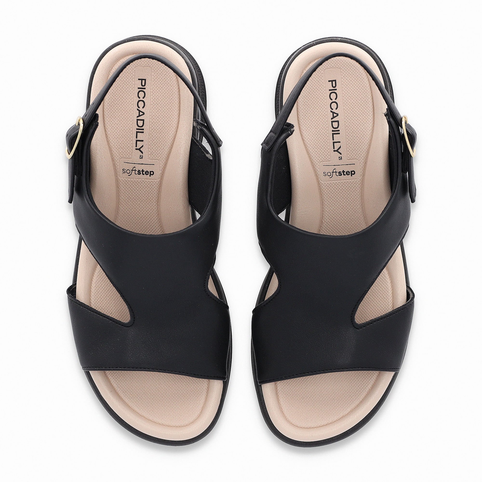 Sandália SoftStep Anabela Médio Preto Preto 5