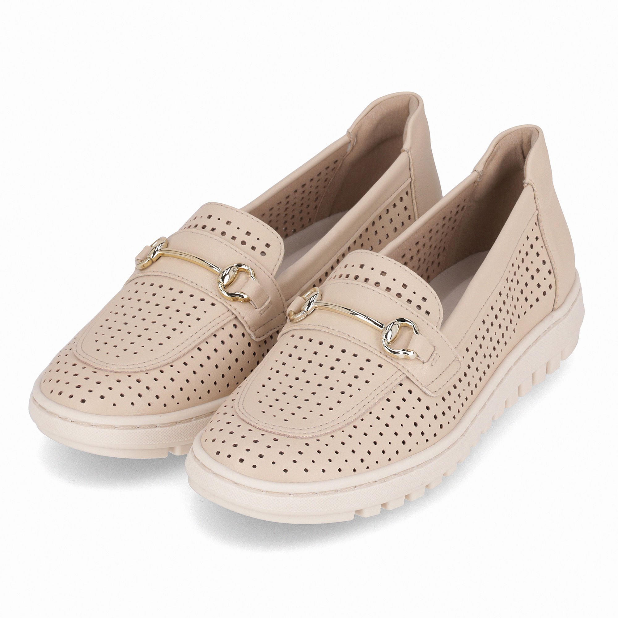 Sapato Mocassim Nici Salto Baixo Brule Bege 2