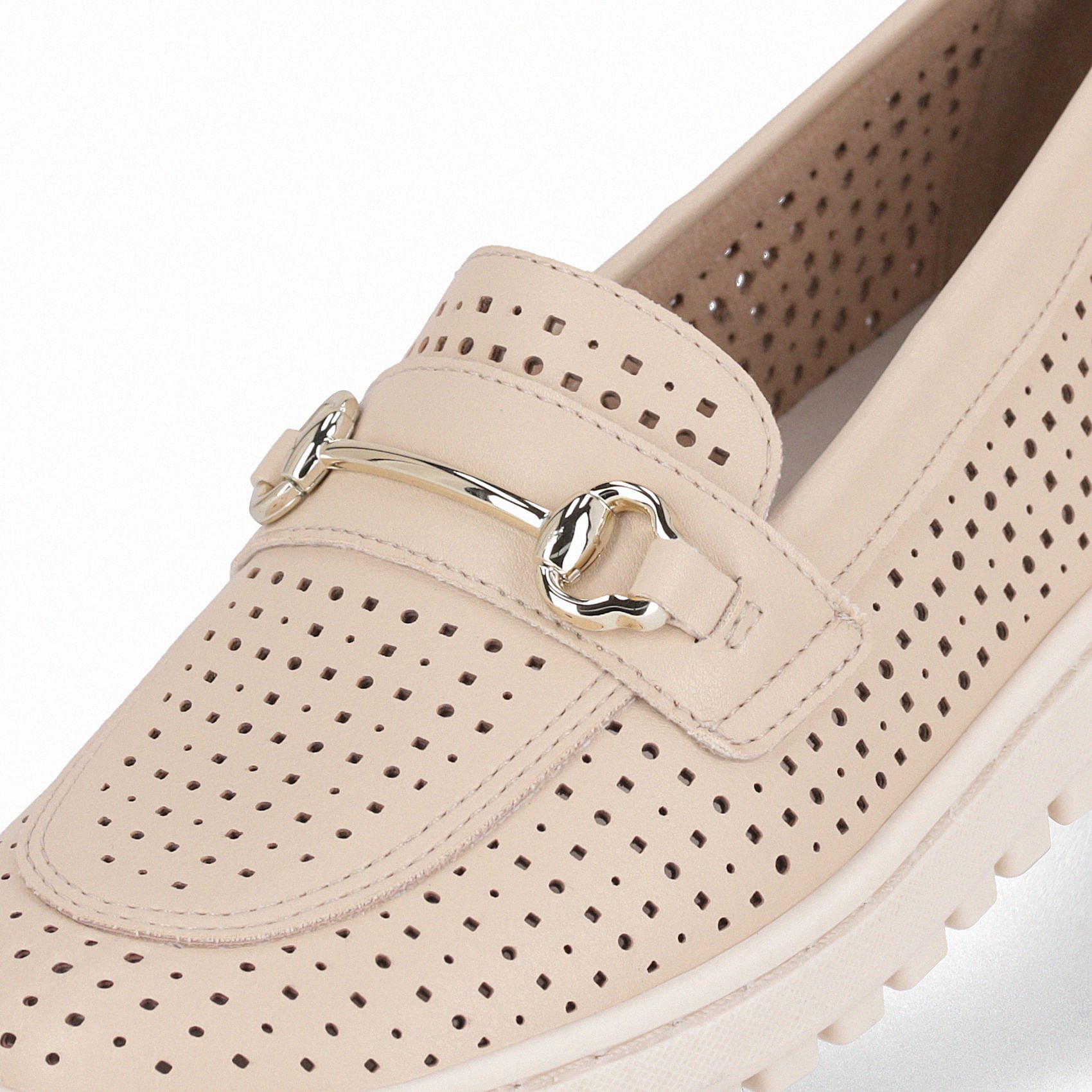 Sapato Mocassim Nici Salto Baixo Brule Bege 4