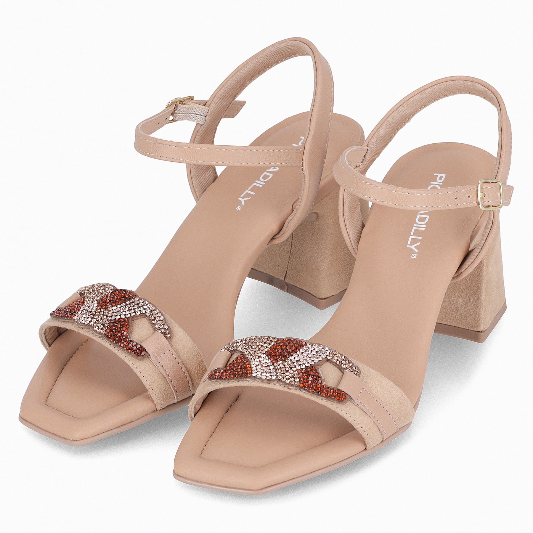 Sandália Flavia Salto Alto Nude Claro com Bege Rosa 2