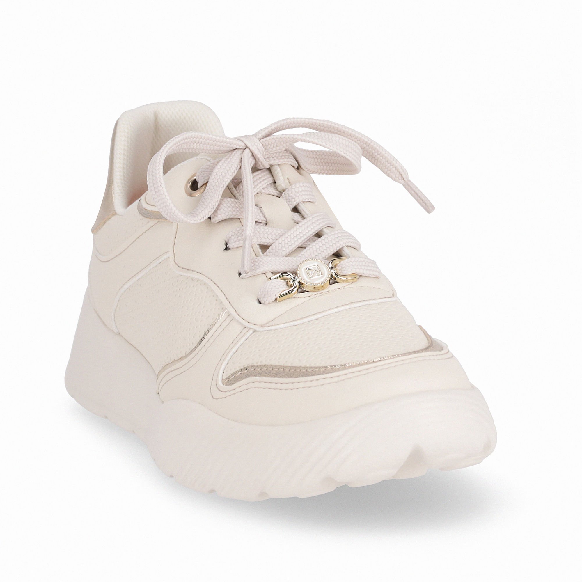 Tênis Fascite Anabela Médio Off White com Ouro Off White 3