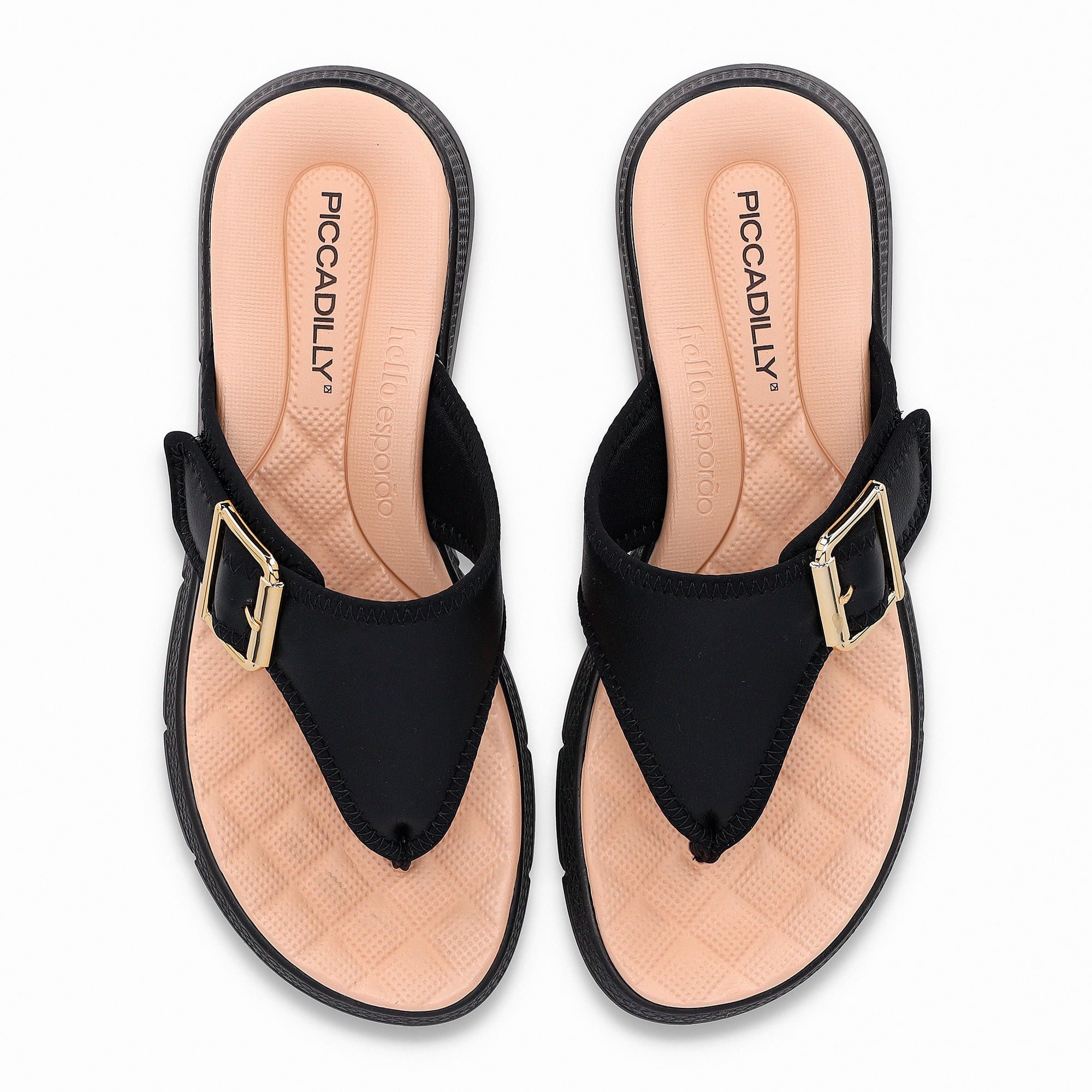 Chinelo Esporão Anabela Médio Preto Preto 3