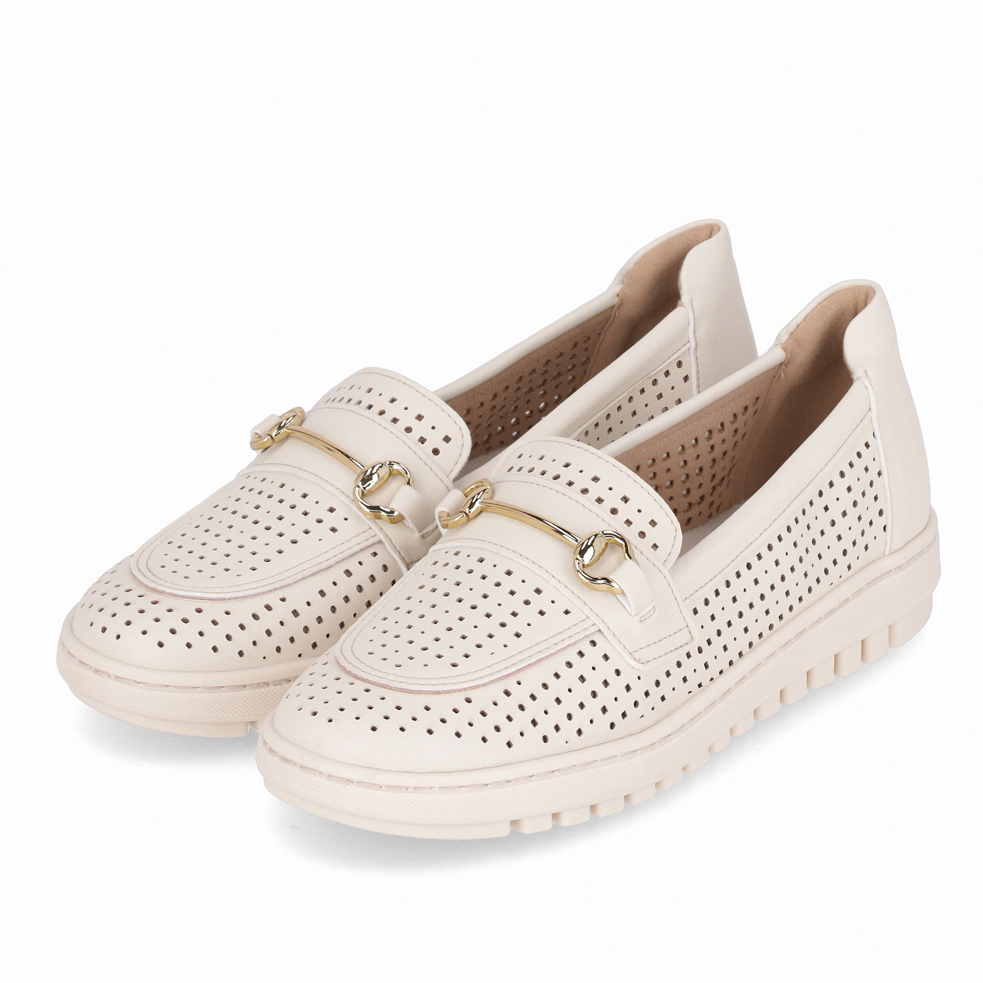 Sapato Mocassim Salto Baixo Off White Branco 2