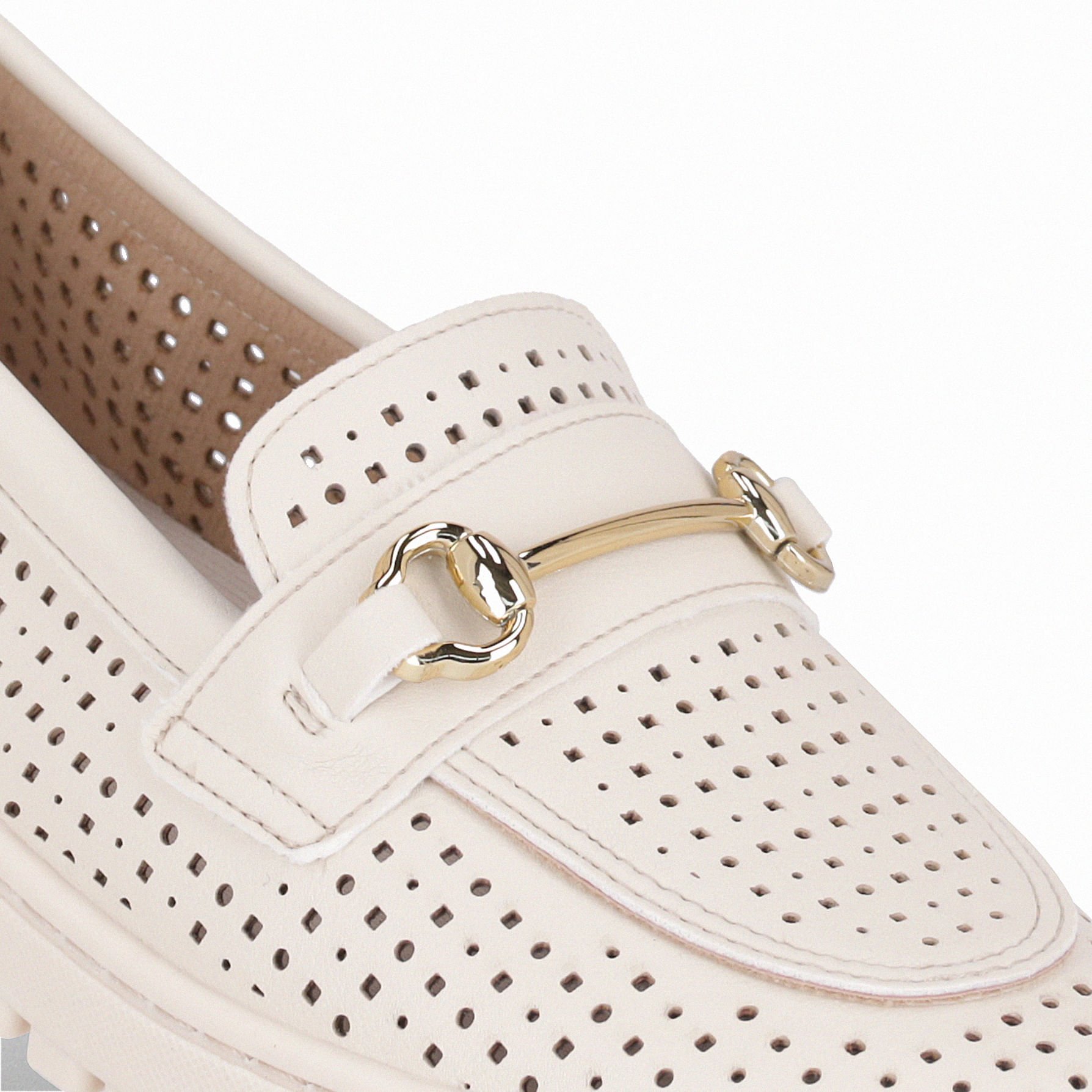 Sapato Mocassim Salto Baixo Off White Branco 4