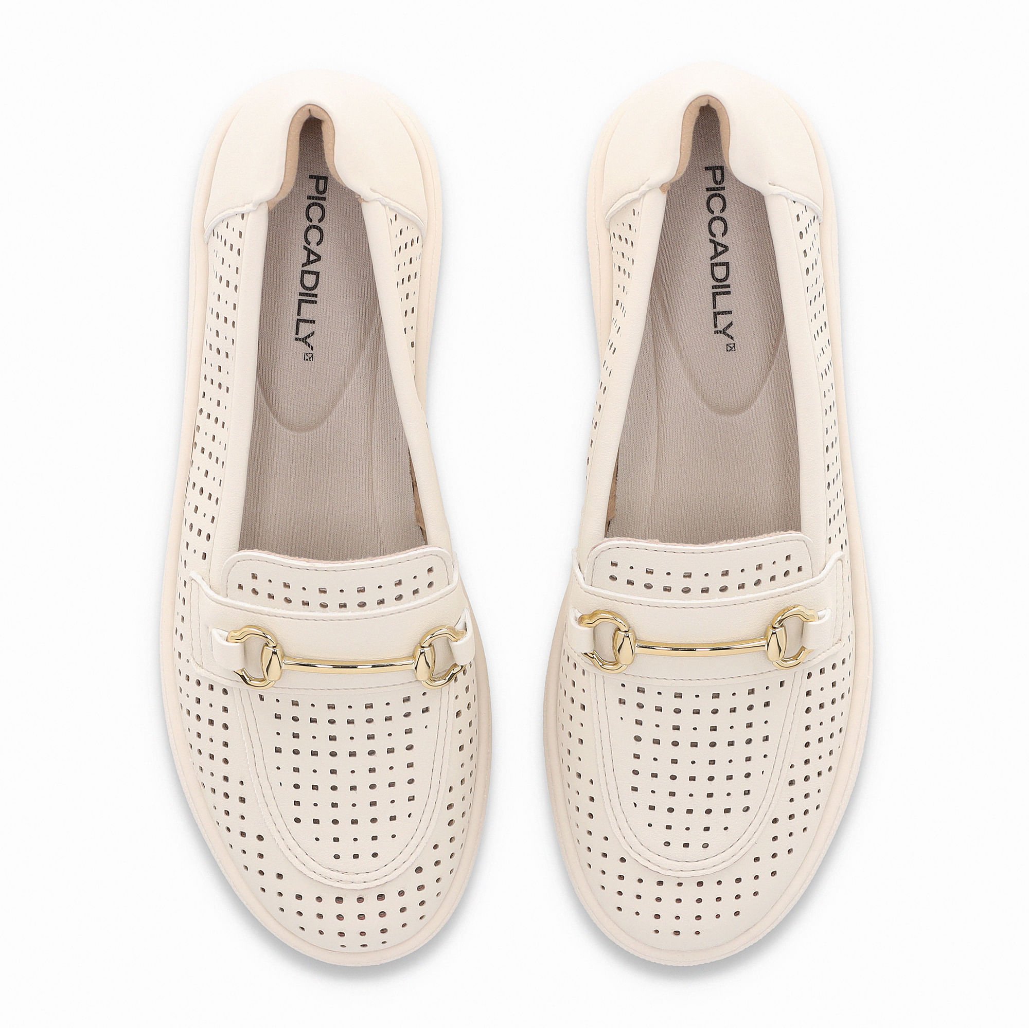 Sapato Mocassim Salto Baixo Off White Branco 5