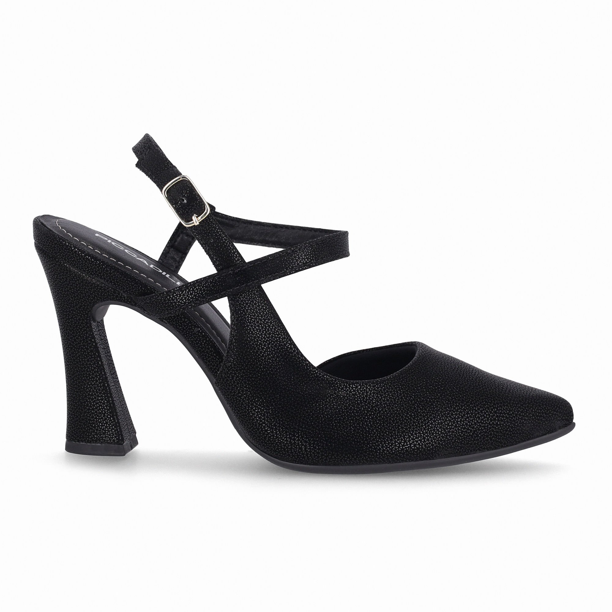 Sandália Slingback Silvana Salto Alto Preto
