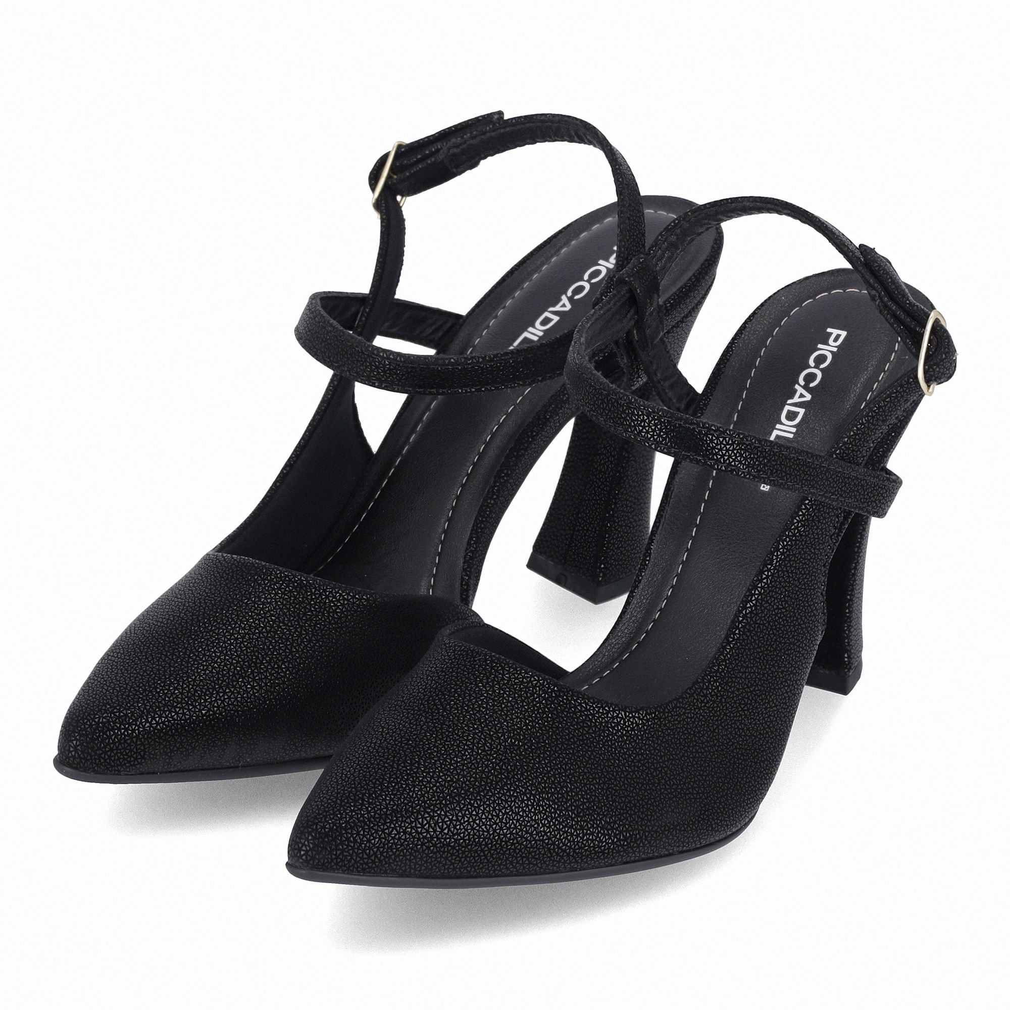 Sandália Slingback Silvana Salto Alto Preto Preto 2