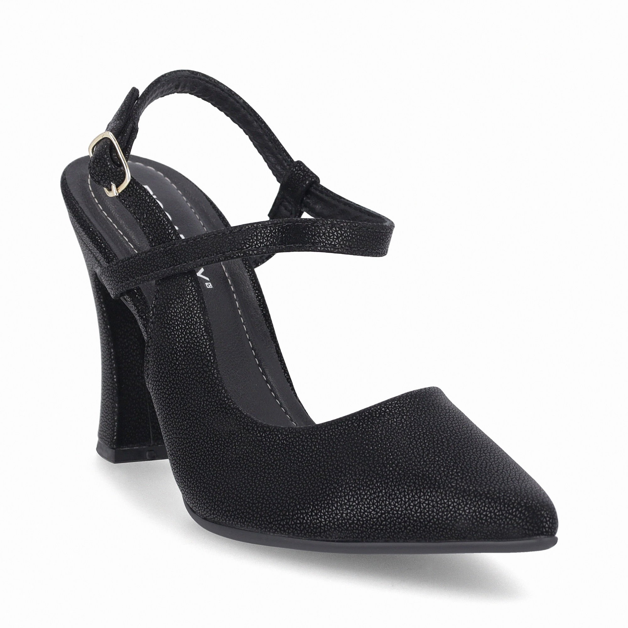 Sandália Slingback Silvana Salto Alto Preto Preto 3