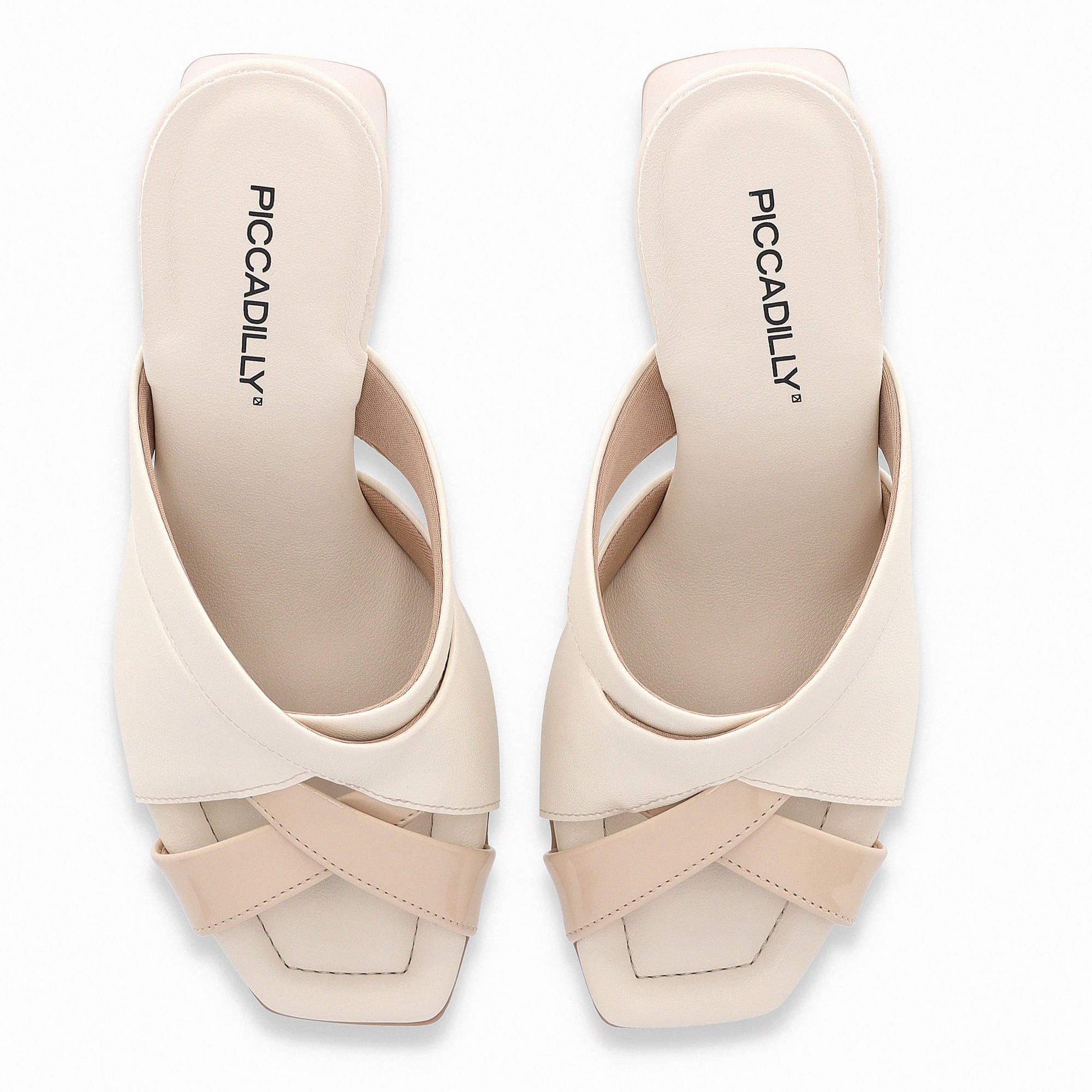 Tamanco Flavia Salto Alto Off White com Brule Bege 4