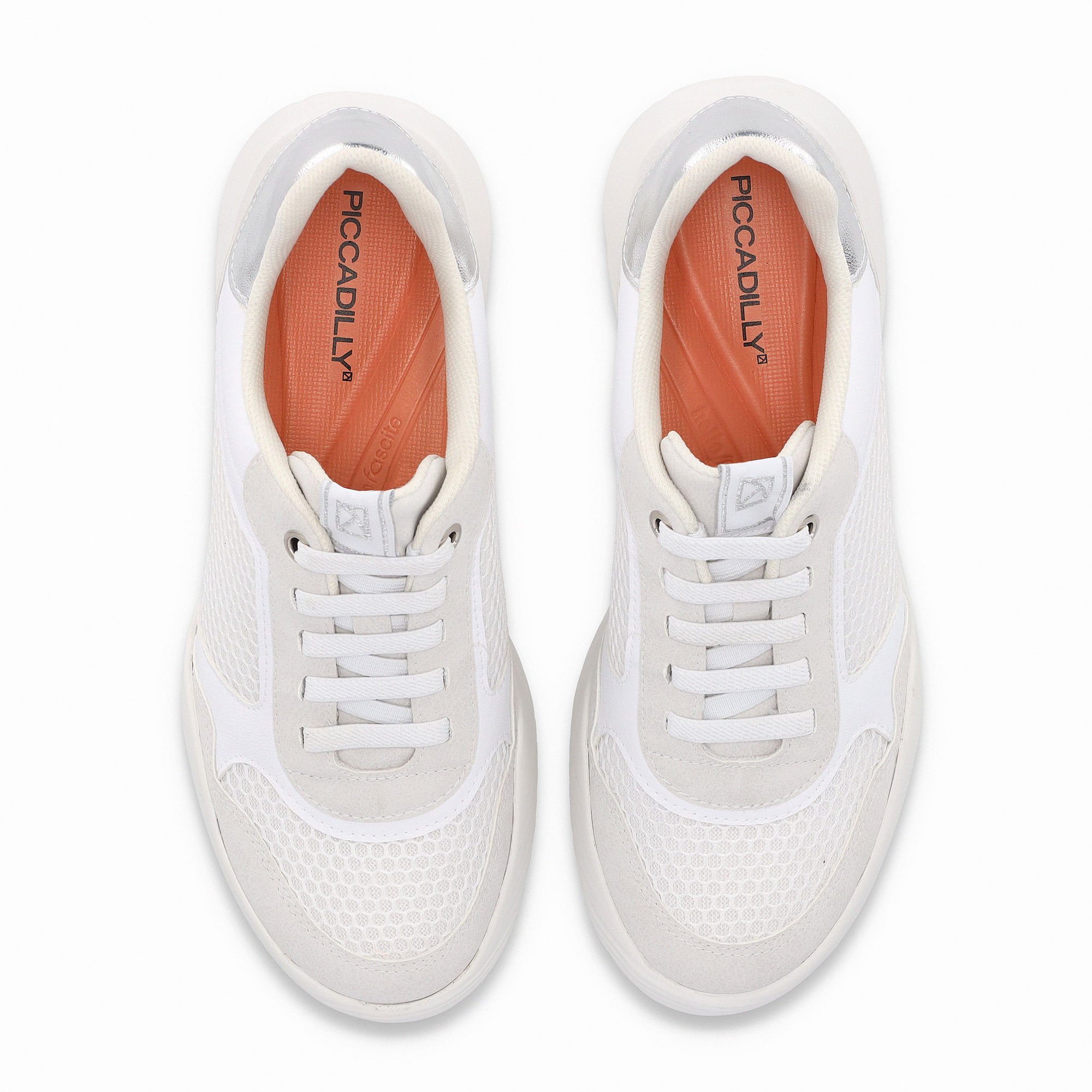 Tênis Fascite Anabela Médio Branco com Cinza Branco 5