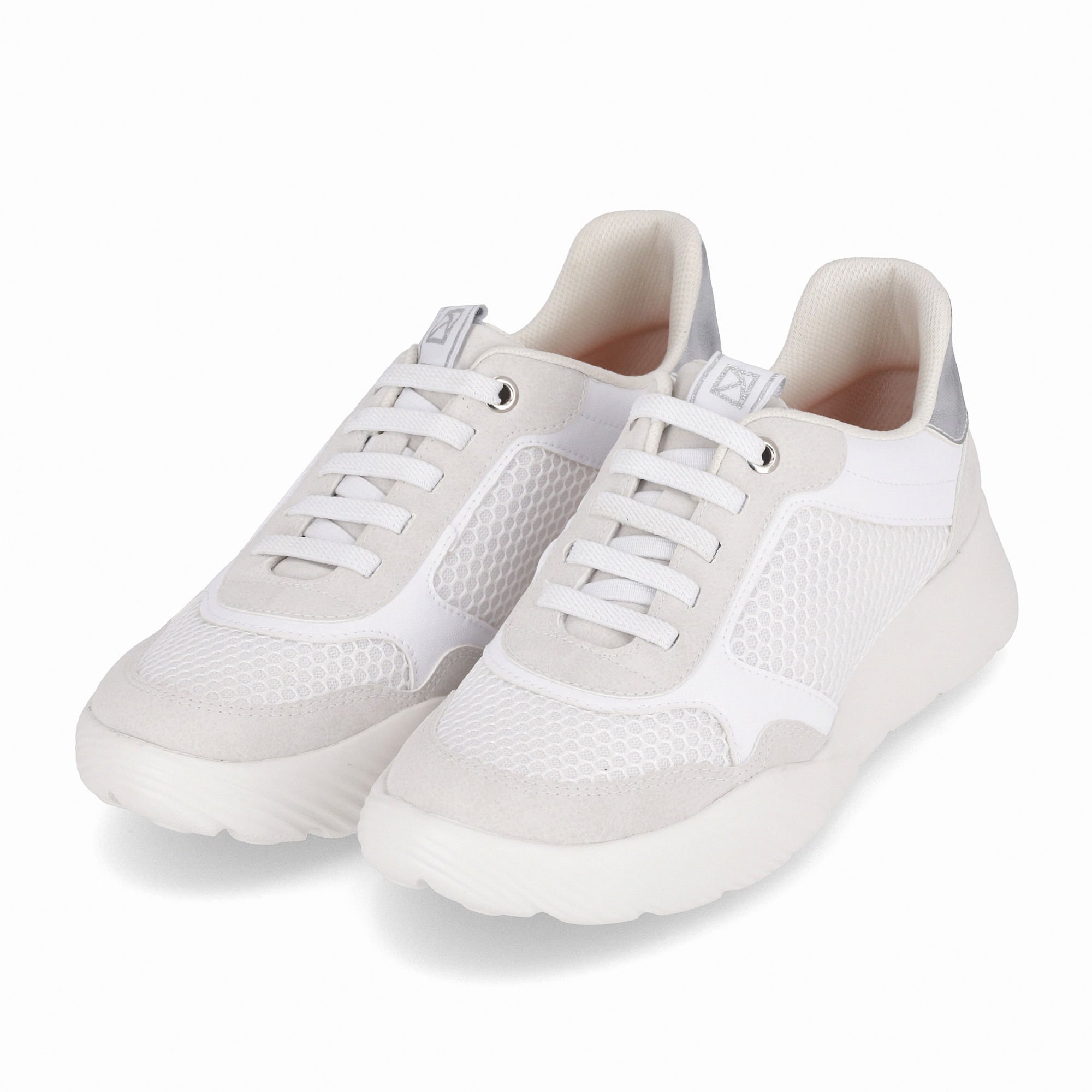 Tênis Fascite Anabela Médio Branco com Cinza Branco 2