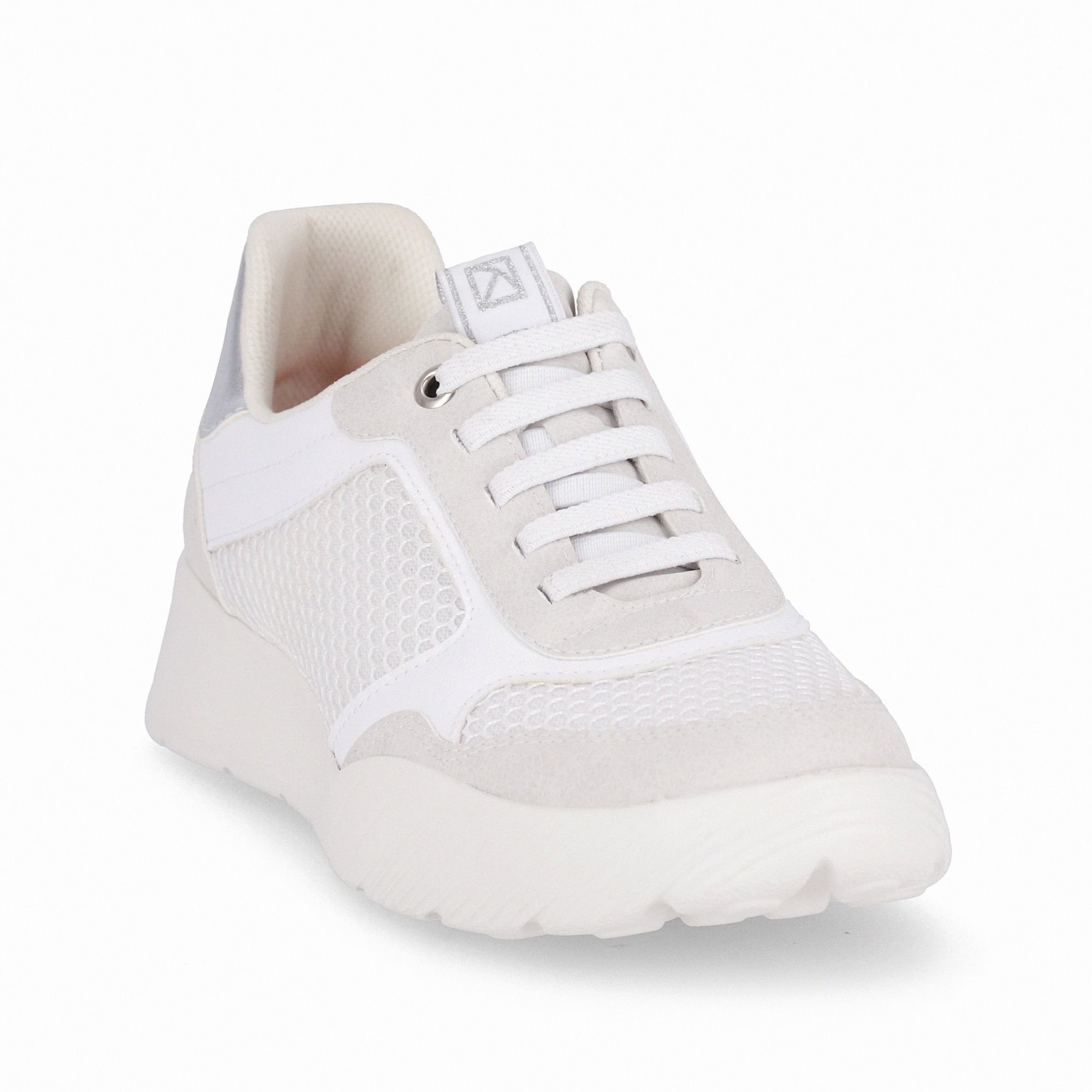 Tênis Fascite Anabela Médio Branco com Cinza Branco 3