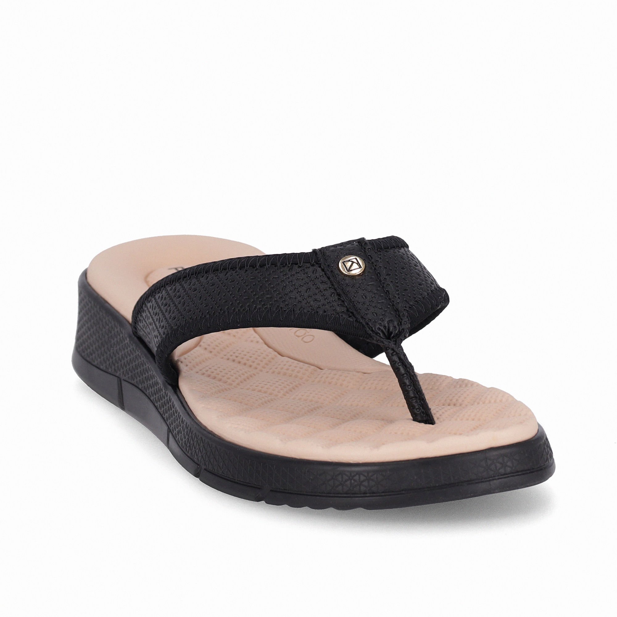 Chinelo Esporão Anabela Médio Preto Preto 3