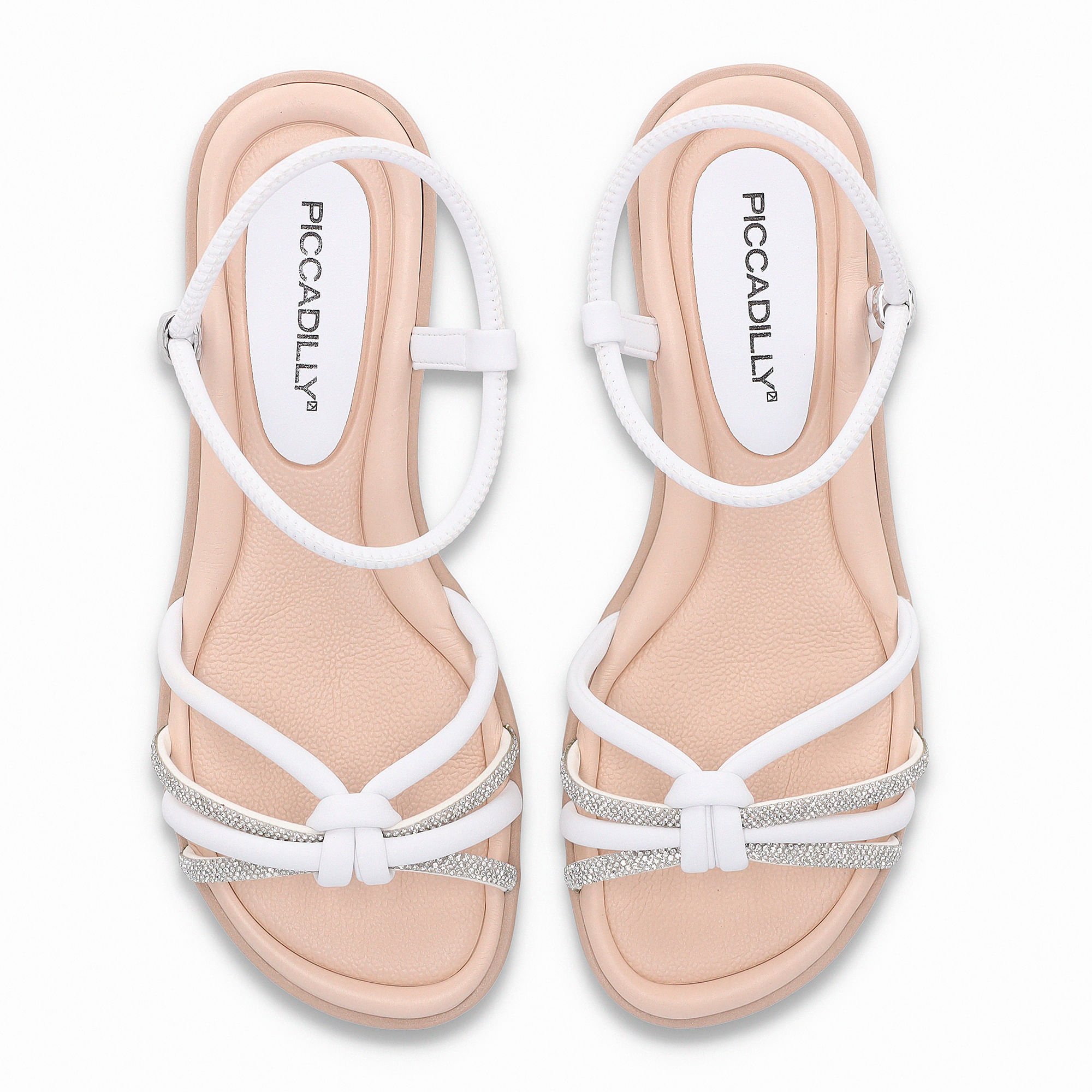 Sandália Taila Salto Baixo Branco Neve com Cristal Branco 5