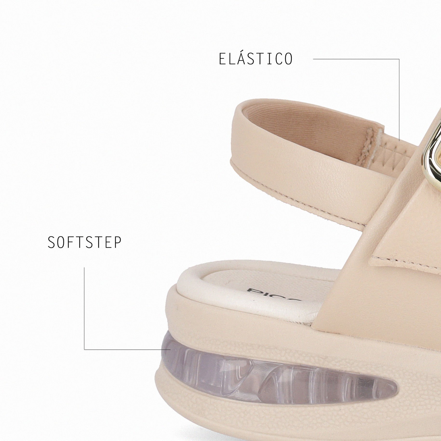 Sandália SoftStep Anabela Médio Brule Bege 4