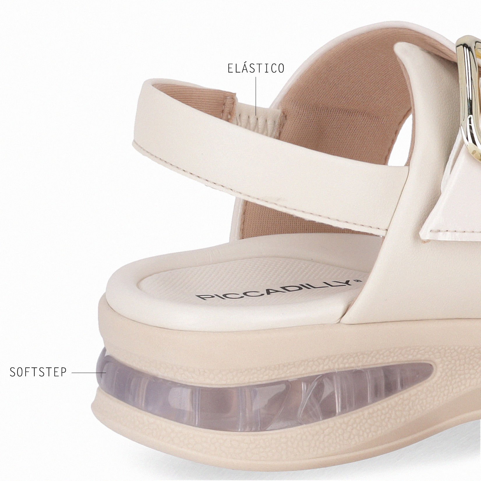 Sandália SoftStep Anabela Médio Off White Branco 6