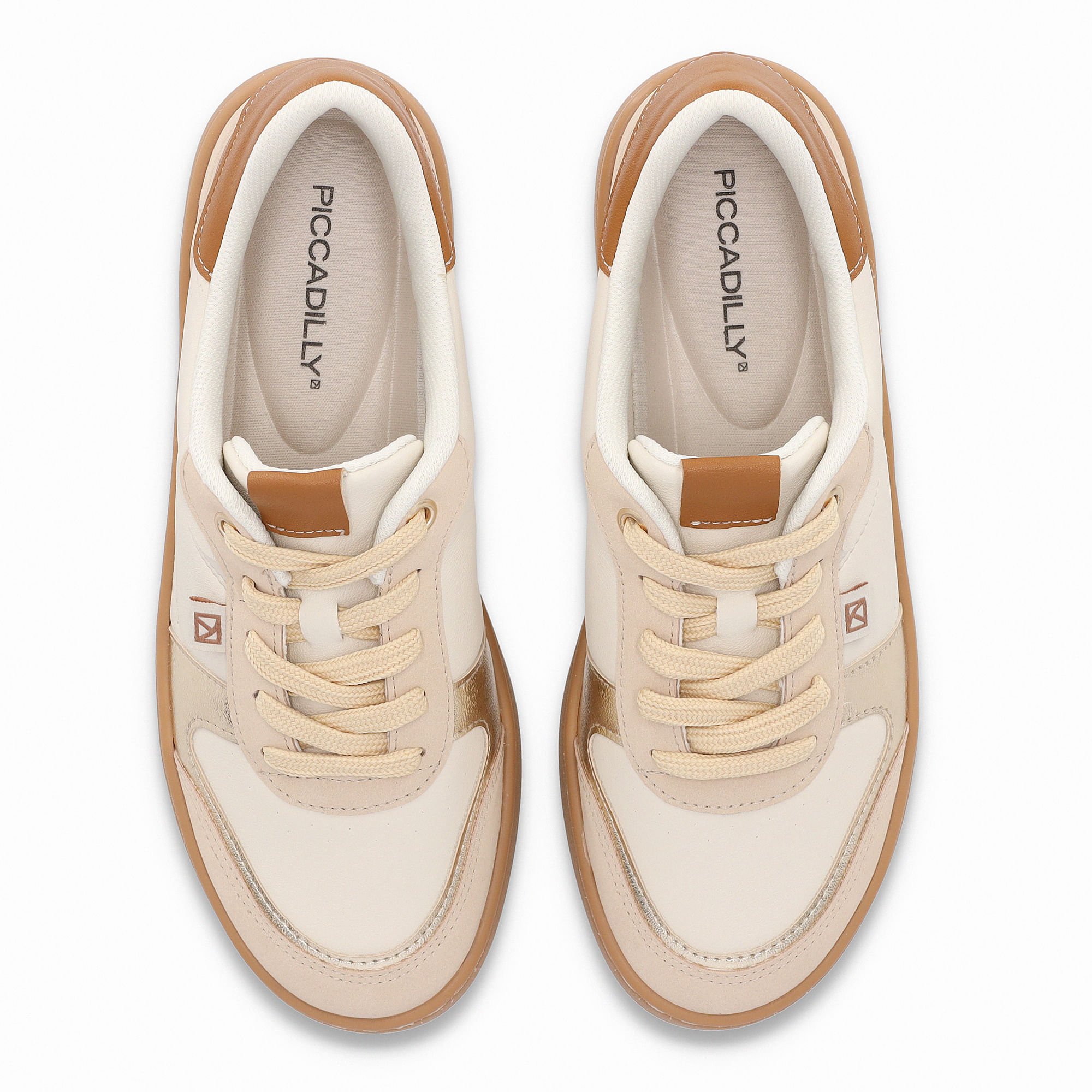 Tênis Beta Salto Baixo Off White com Brule Bege 5