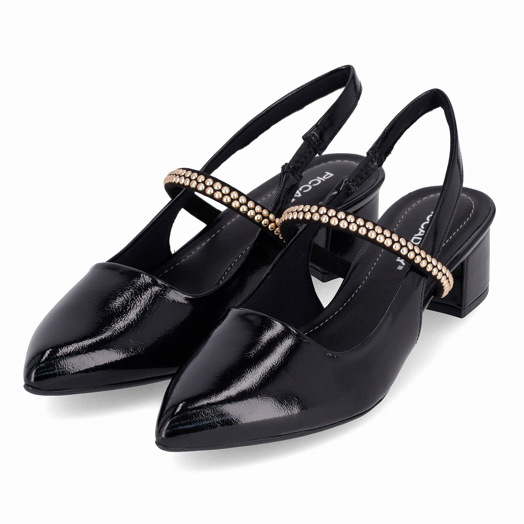 Sapato Slingback Taci Salto Médio Preto Preto 2