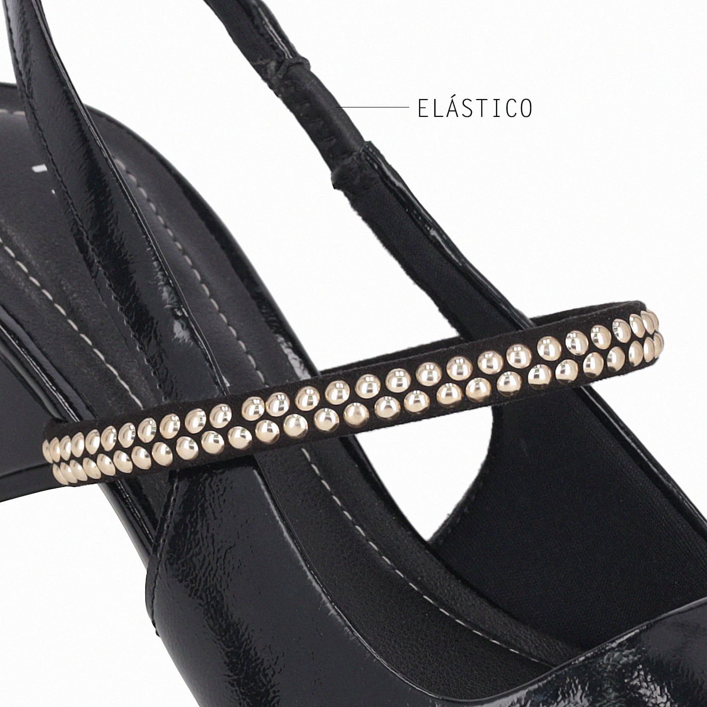 Sapato Slingback Taci Salto Médio Preto Preto 3
