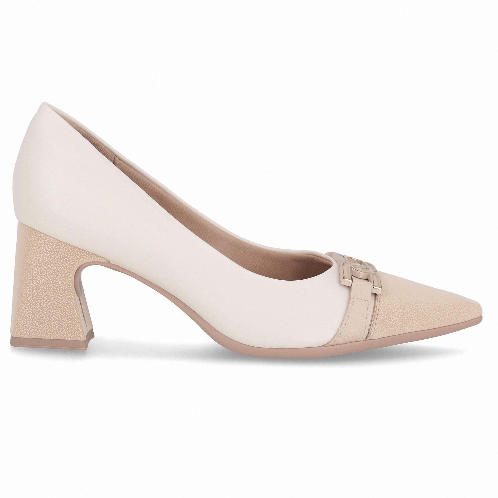 Scarpin Irene Salto Alto Off White com Brule