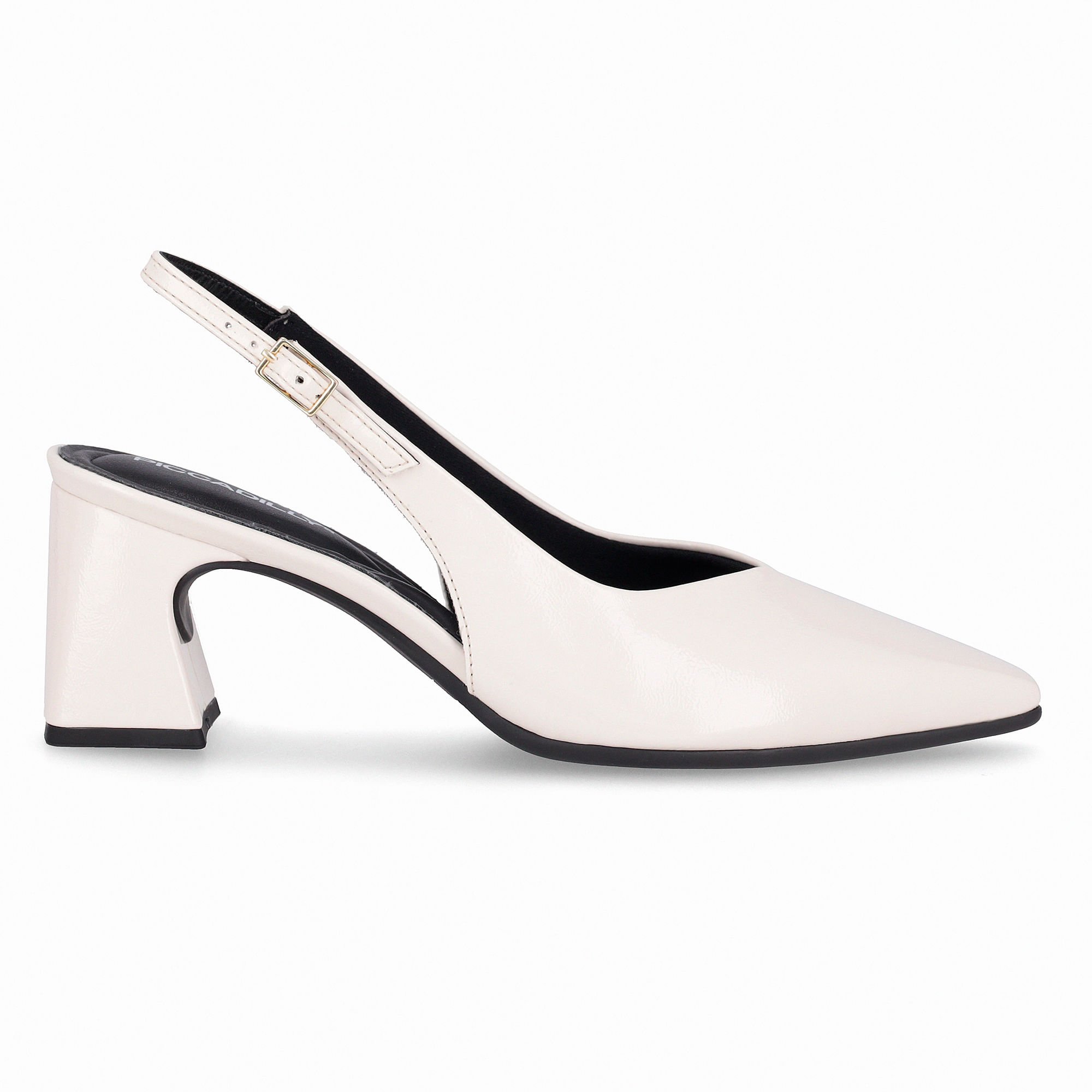 Sapato Slingback Irene Salto Alto Off White
