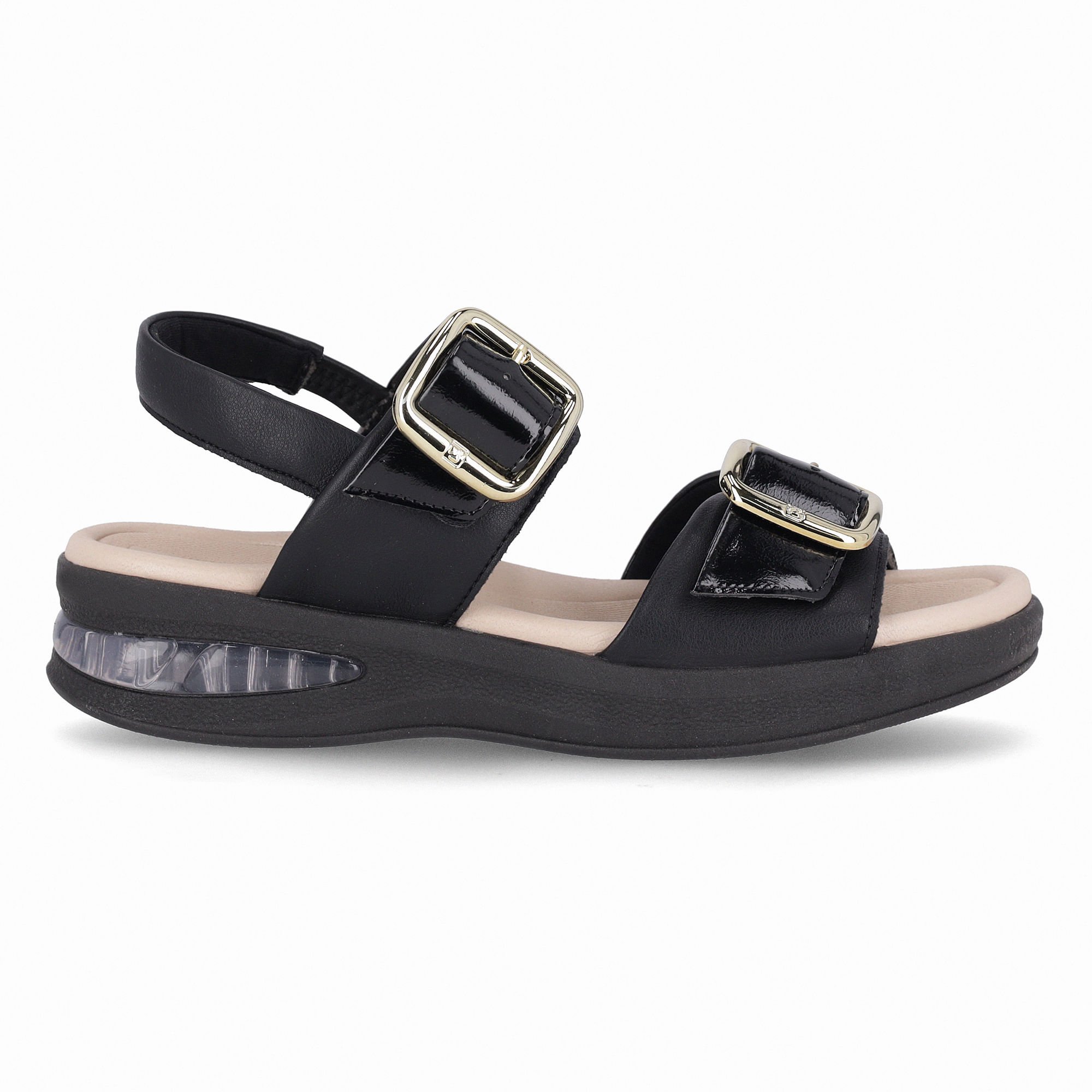 Sandália SoftStep Anabela Médio Preto