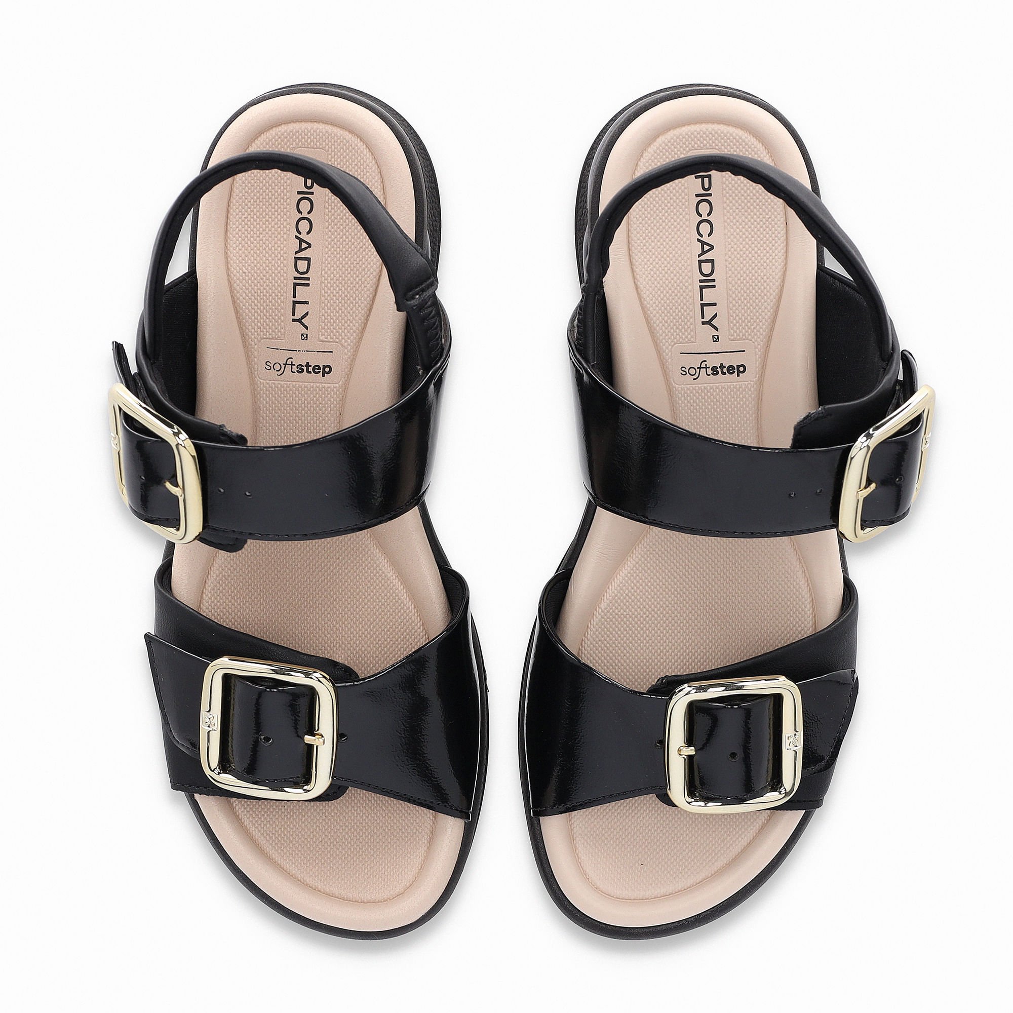 Sandália SoftStep Anabela Médio Preto Preto 5