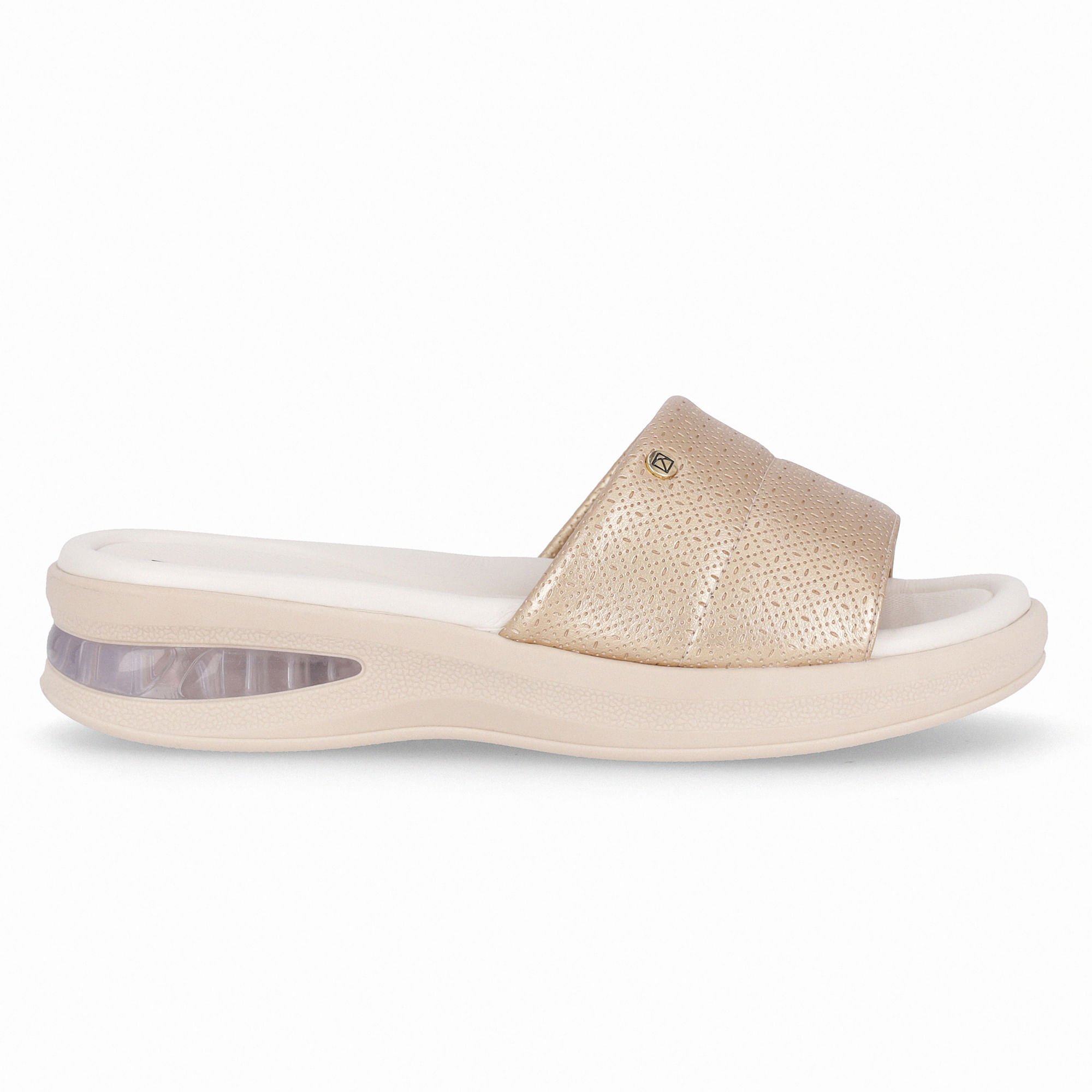 Tamanco SoftStep Anabela Médio Ouro