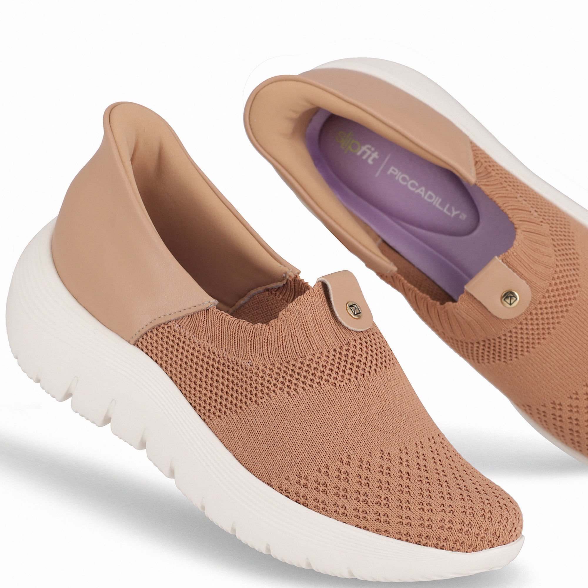 Tênis SlipFit Salto Médio Nude Claro Marrom 4