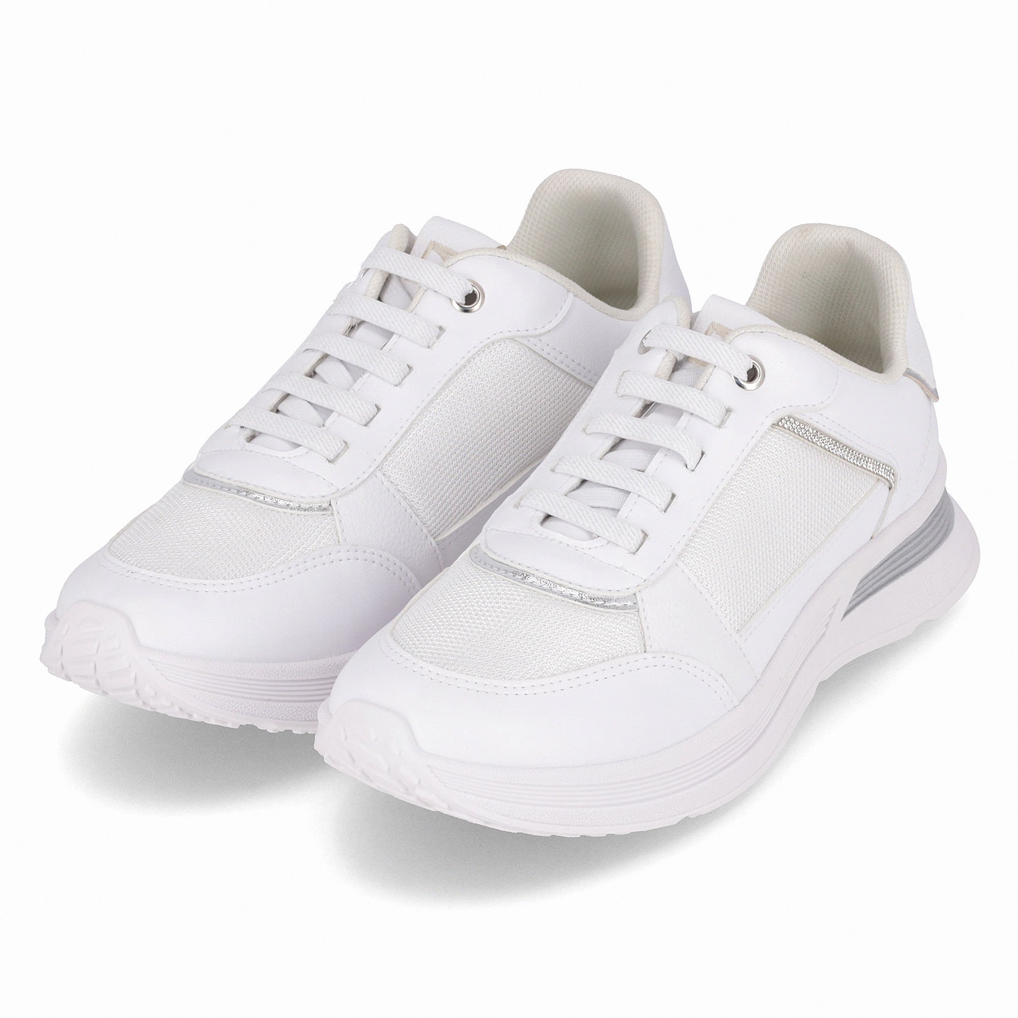 Tênis Energy Anabela Médio Branco Neve com Prata Branco 2