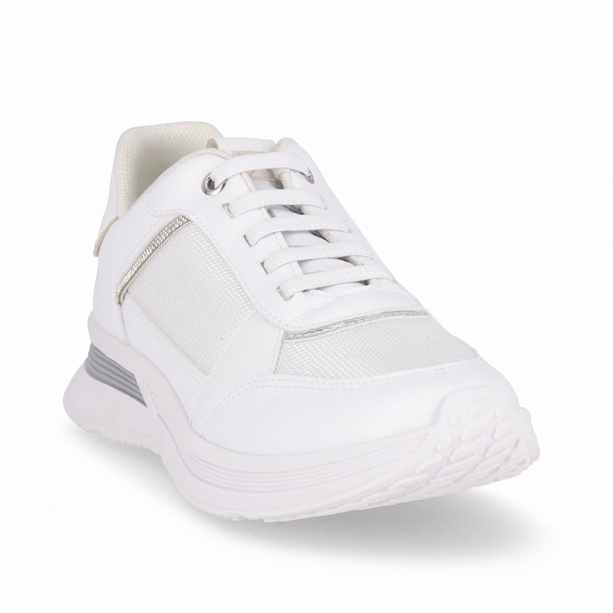 Tênis Energy Anabela Médio Branco Neve com Prata Branco 4