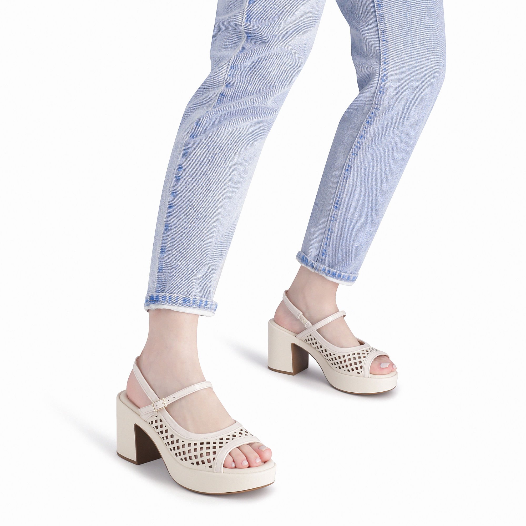 Sandália Slingback Marcia Salto Alto Off White Branco 3