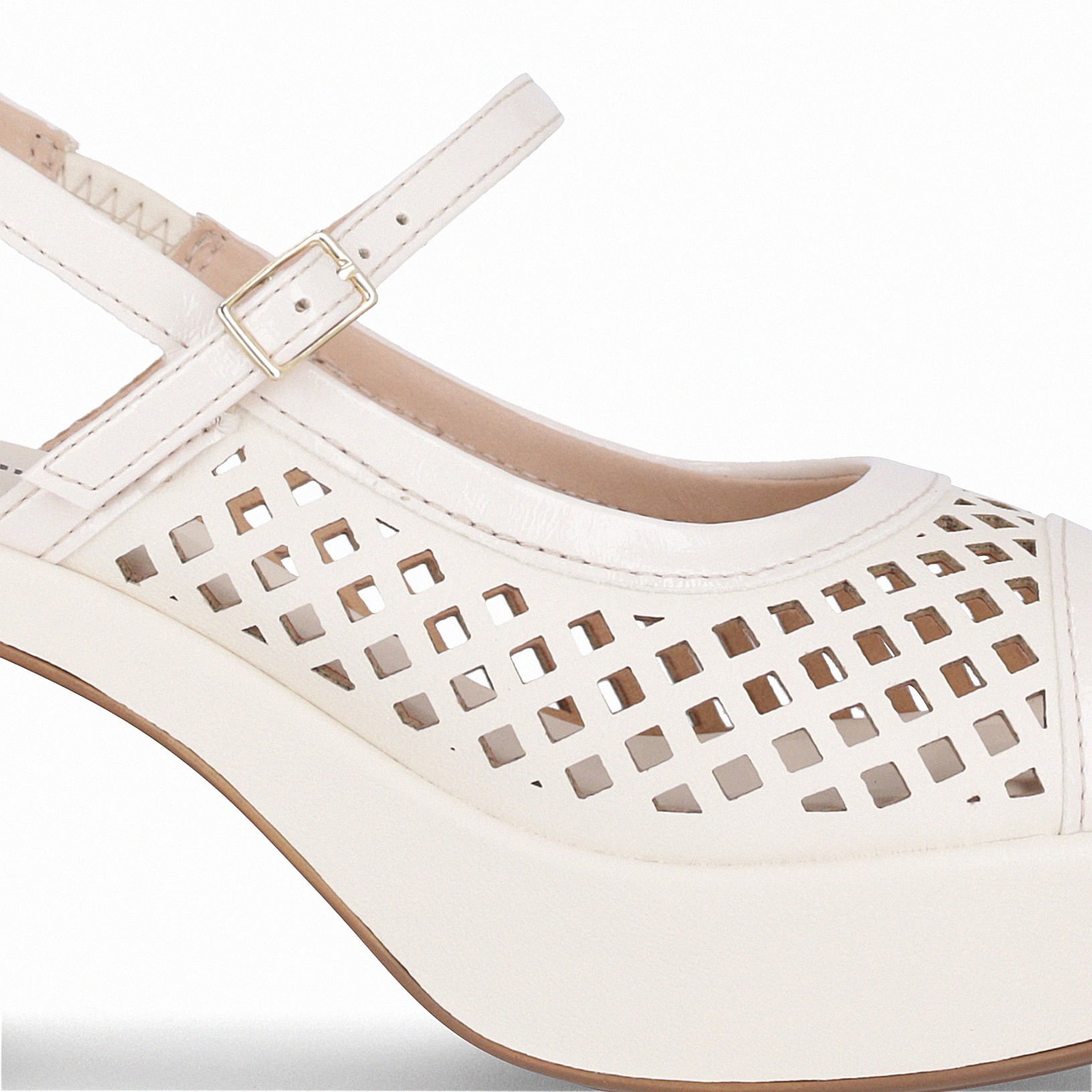 Sandália Slingback Marcia Salto Alto Off White Branco 5