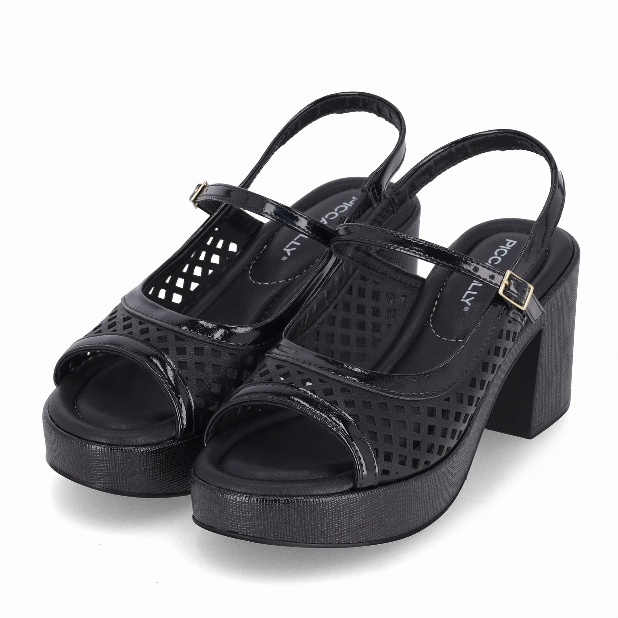 Sandália Slingback Marcia Salto Alto Preto Preto 2