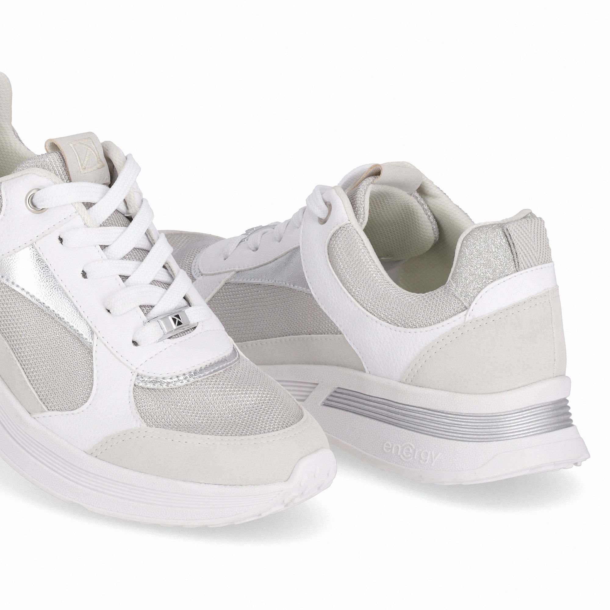 Tênis Energy Anabela Médio Cinza Branco 3