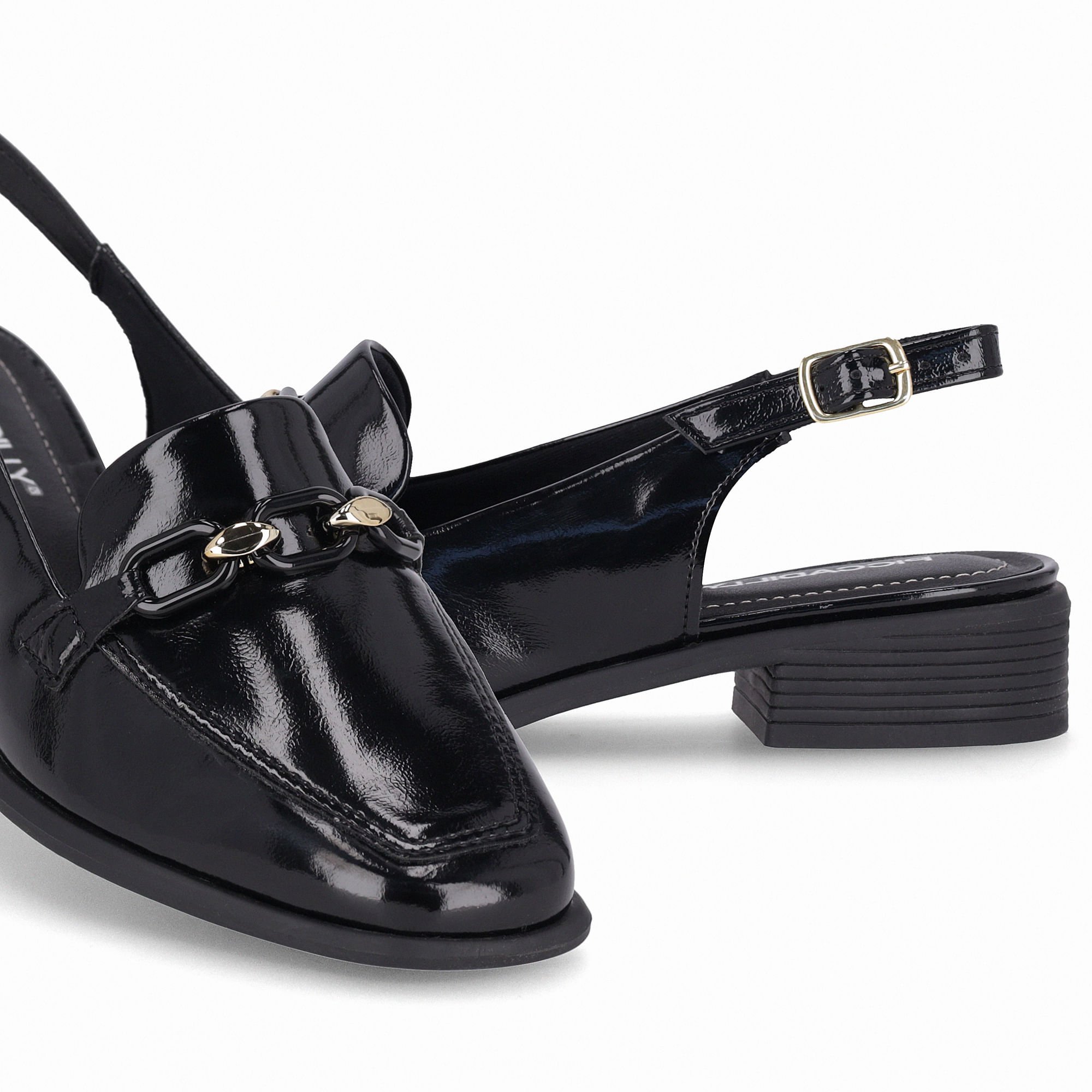 Sapato Slingback Giovanna Salto Baixo Preto Preto 4