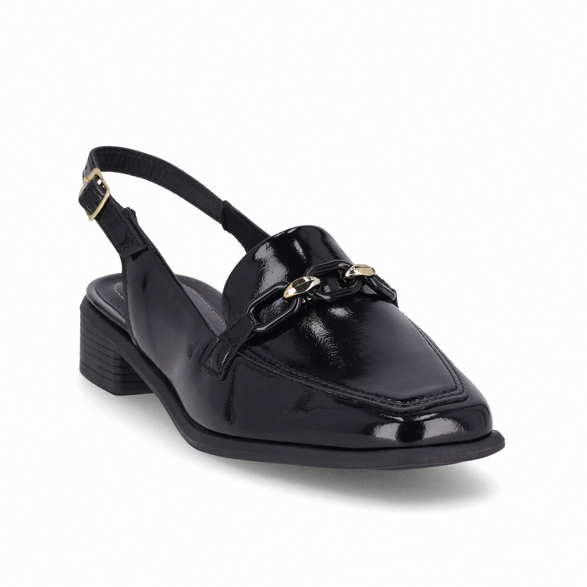 Sapato Slingback Giovanna Salto Baixo Preto Preto 3