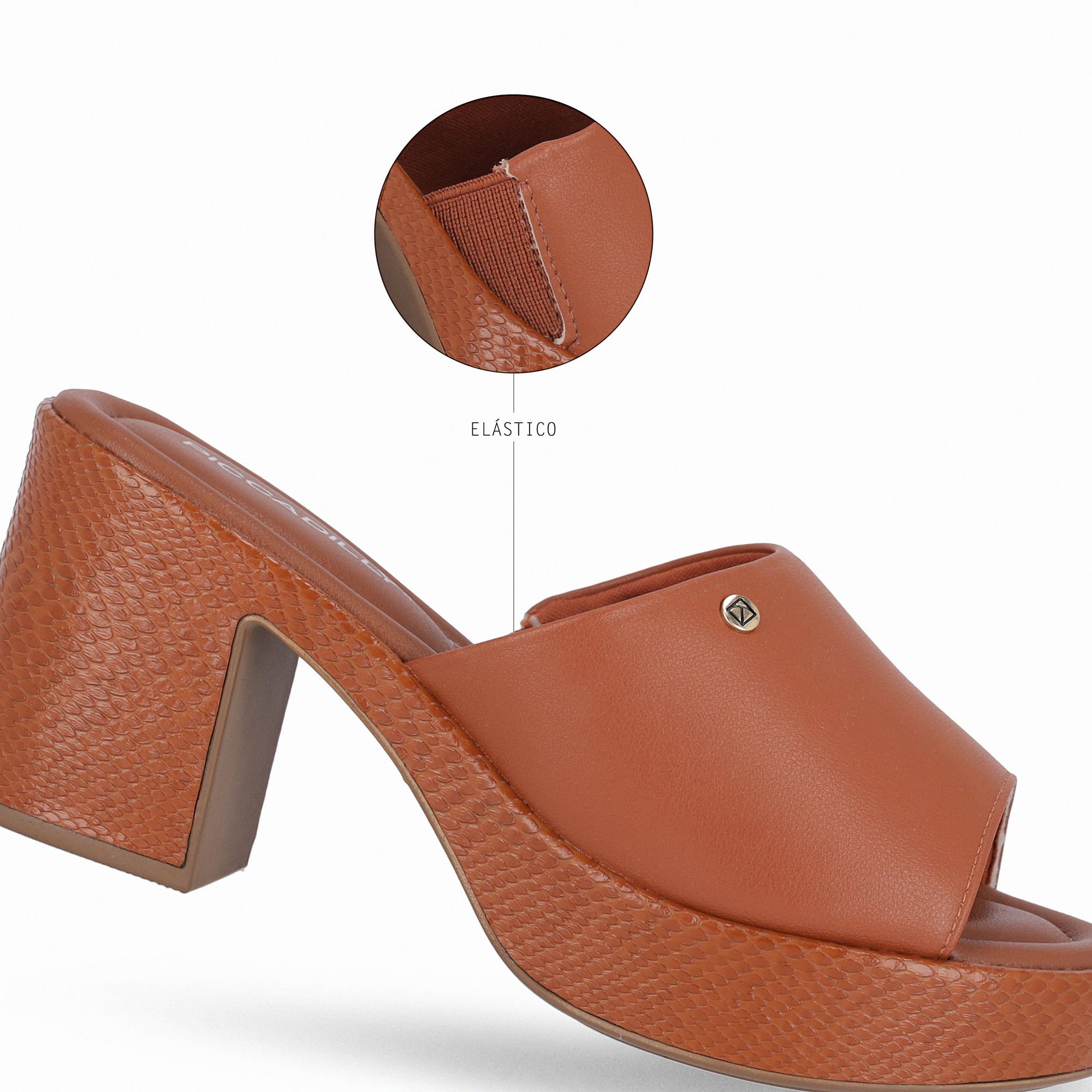Tamanco Marcia Salto Alto Ocre Marrom 4