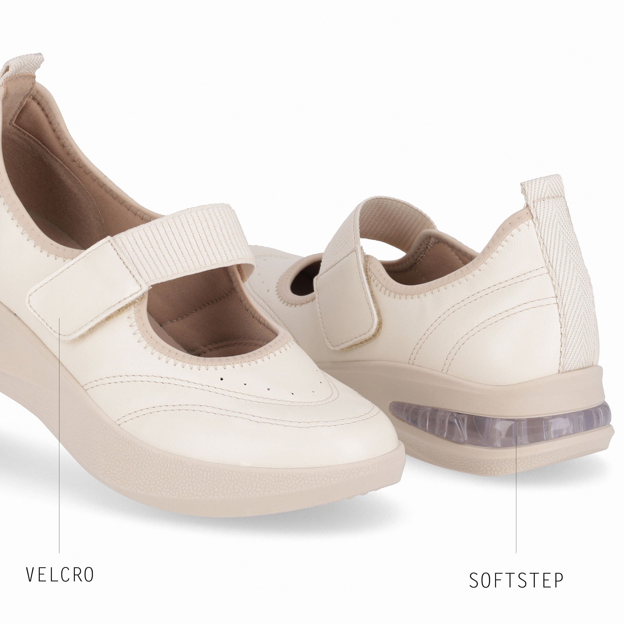 Tênis SoftStep Anabela Médio Off White com Marfim Bege 4
