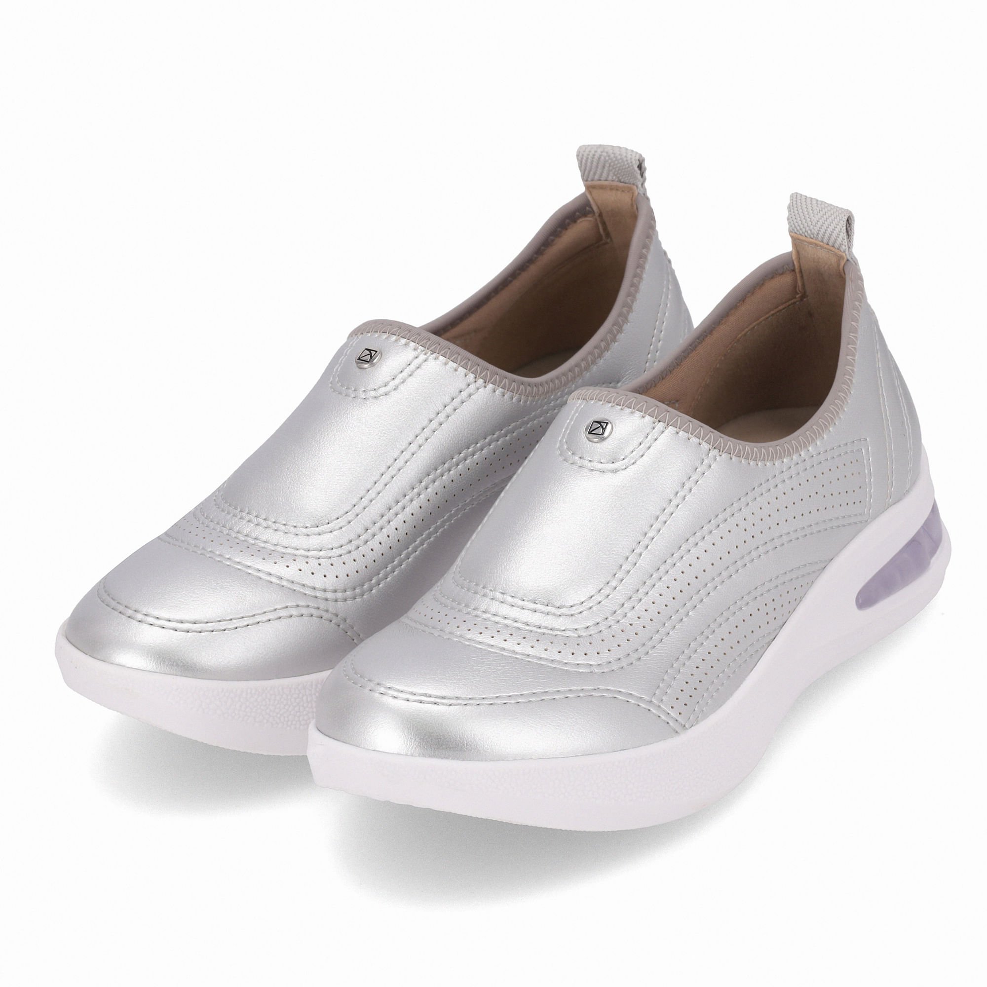 Tênis SoftStep Anabela Médio Prata com Cinza Prata 2