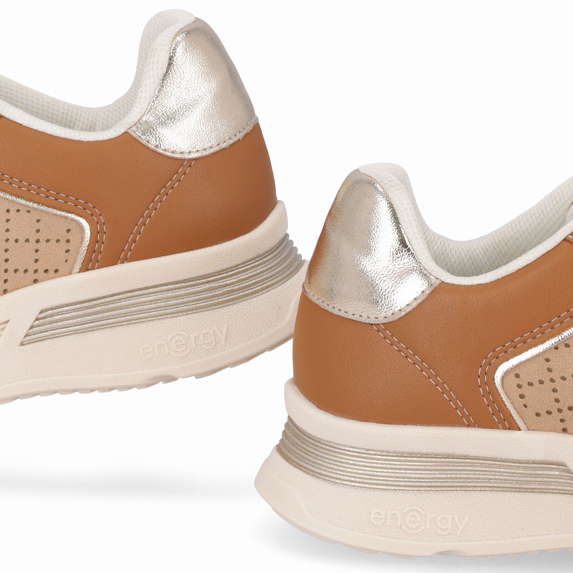 Tênis Energy Anabela Médio Mascavo com Bege Caramelo 5