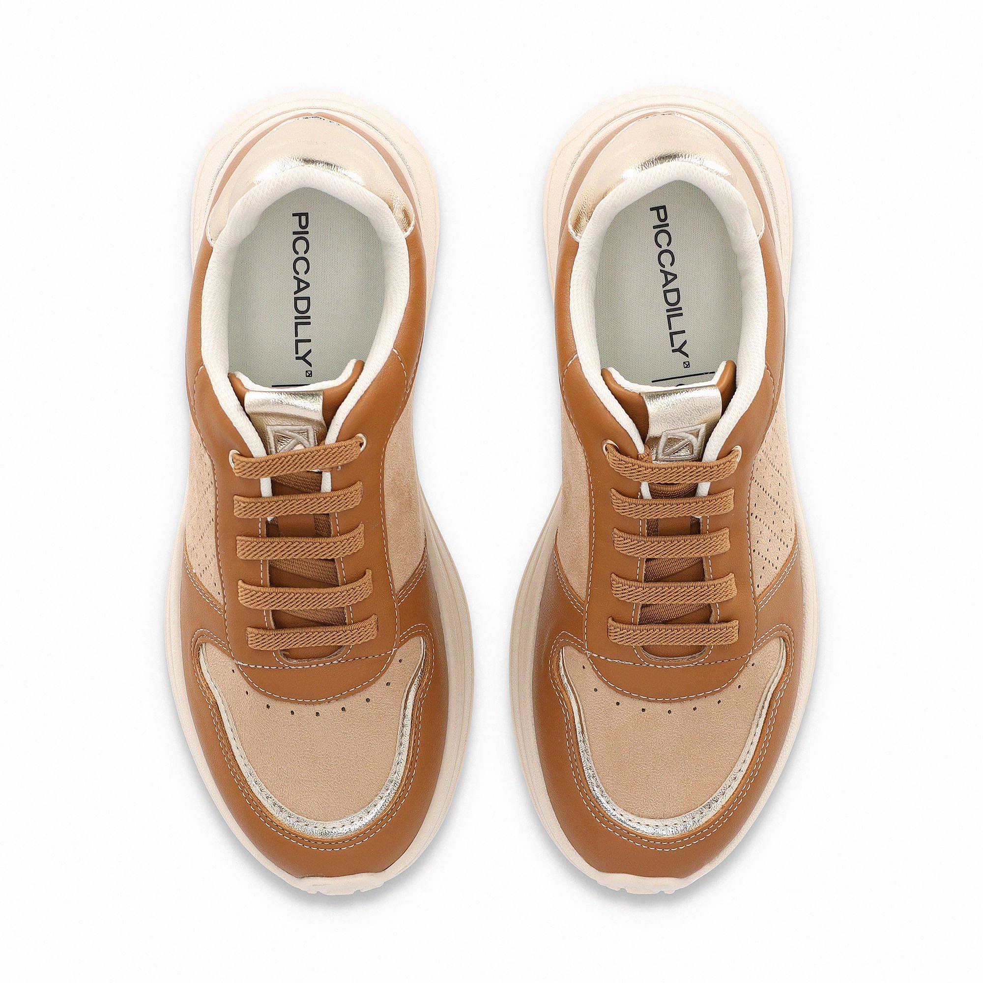 Tênis Energy Anabela Médio Mascavo com Bege Caramelo 6