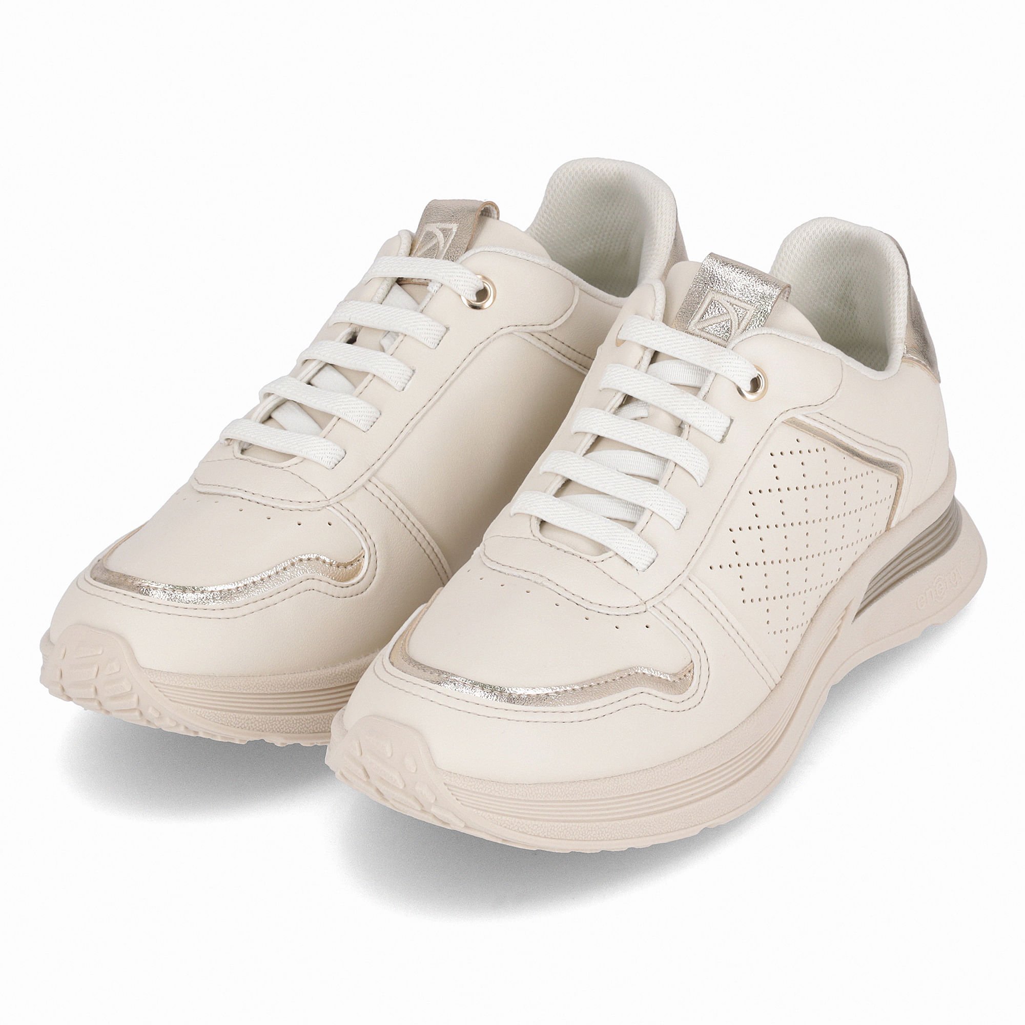 Tênis Energy Anabela Médio Off White com Ouro Bege 2